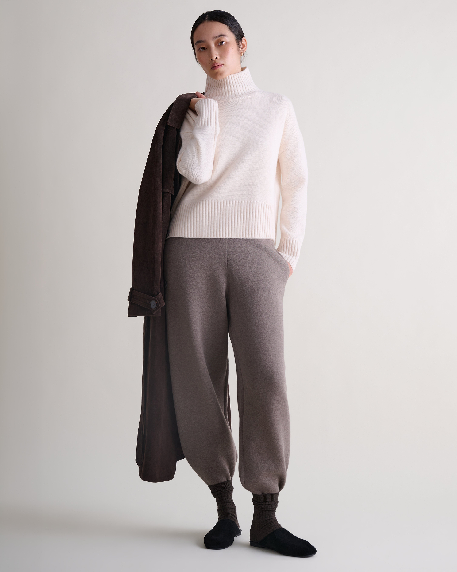 Women's Wool High Neck Jumper - Buttermilk