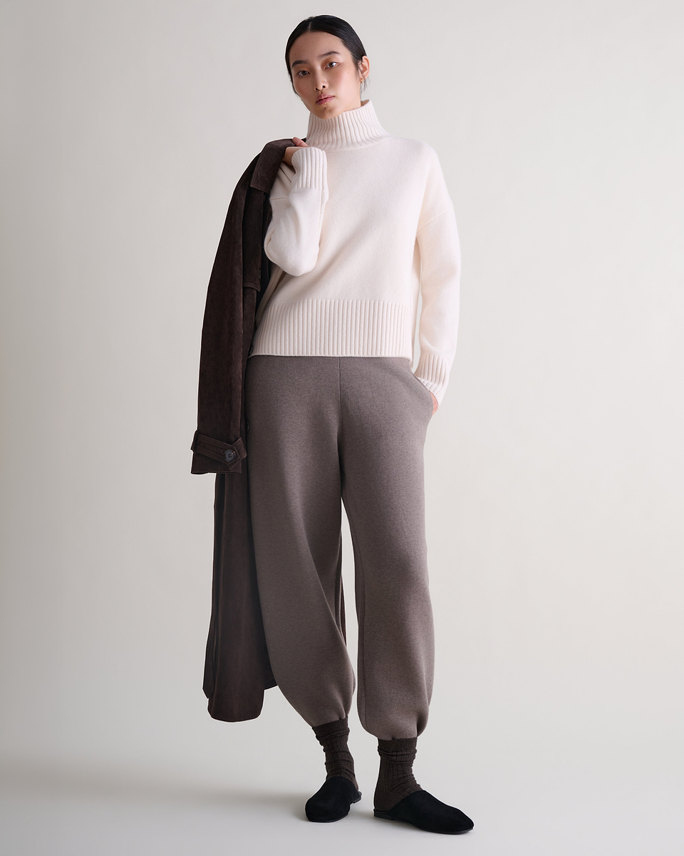 Women's Wool High Neck Jumper - Buttermilk