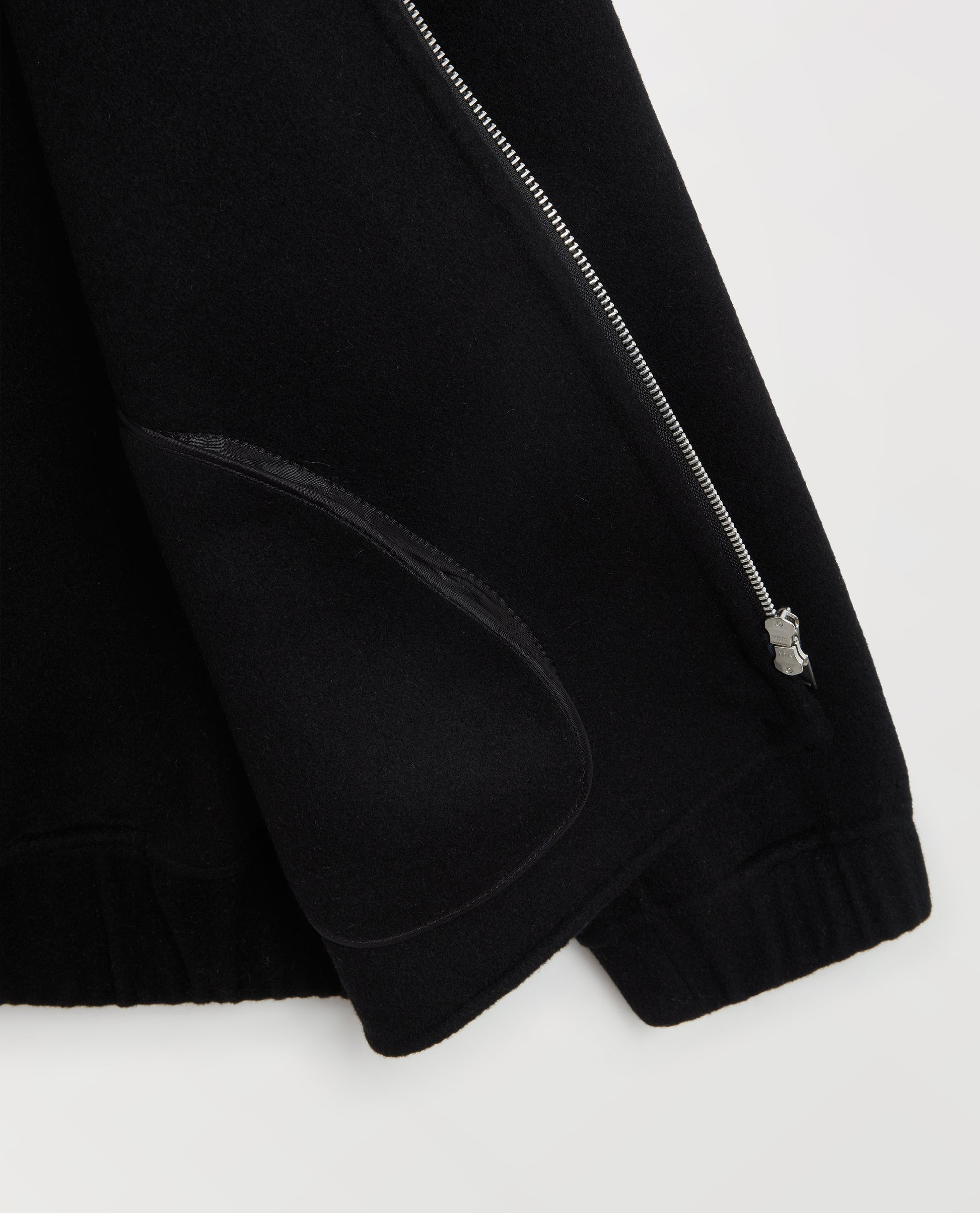 Women's Cashmere Wool Double Faced Bomber Jacket - Black