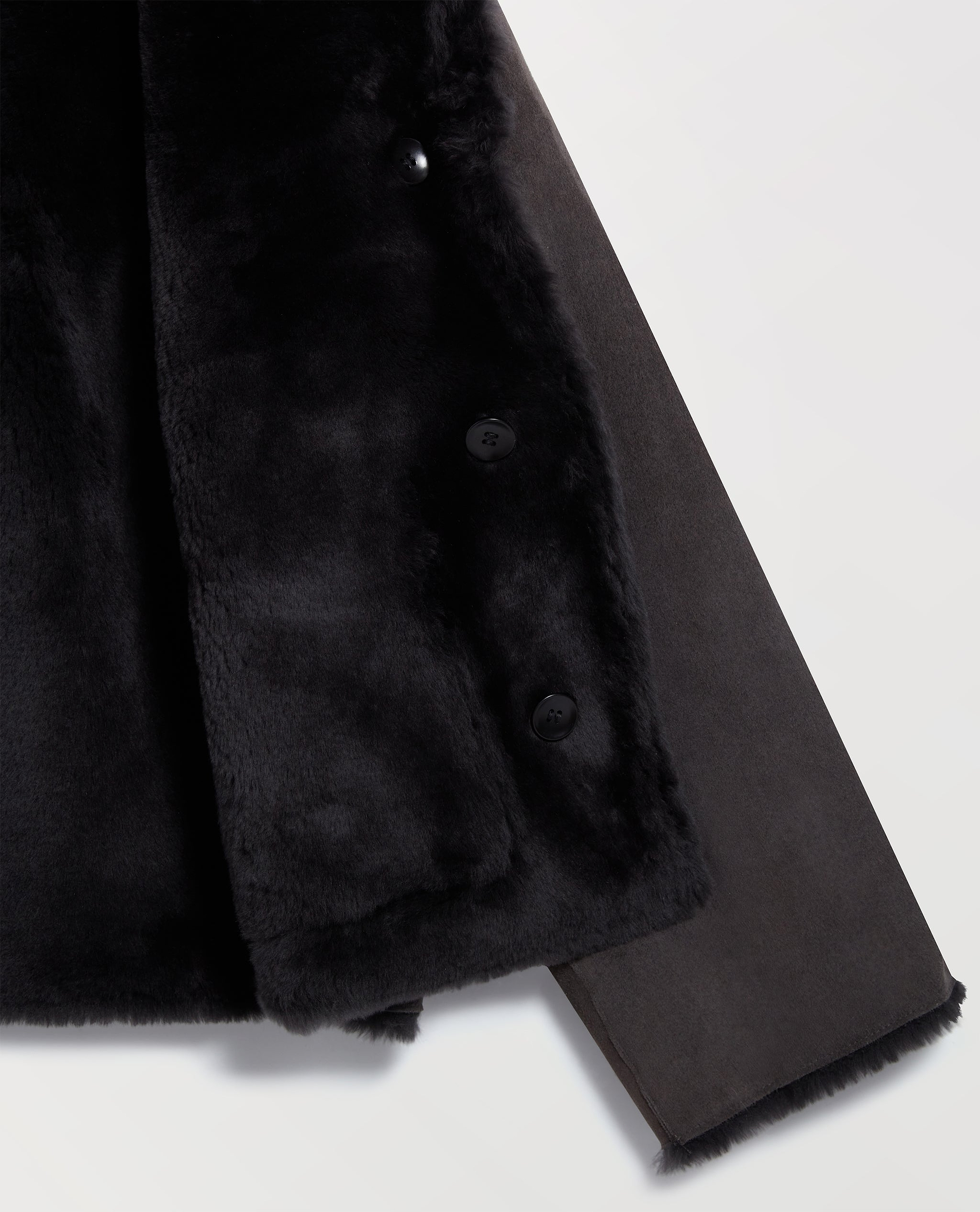 Women's Reversible Shearling Funnel Neck Jacket - Espresso