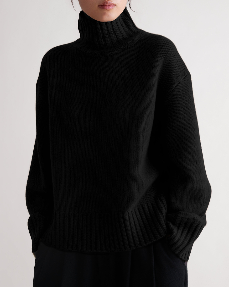Women's Finest Cashmere High Neck Jumper - Black