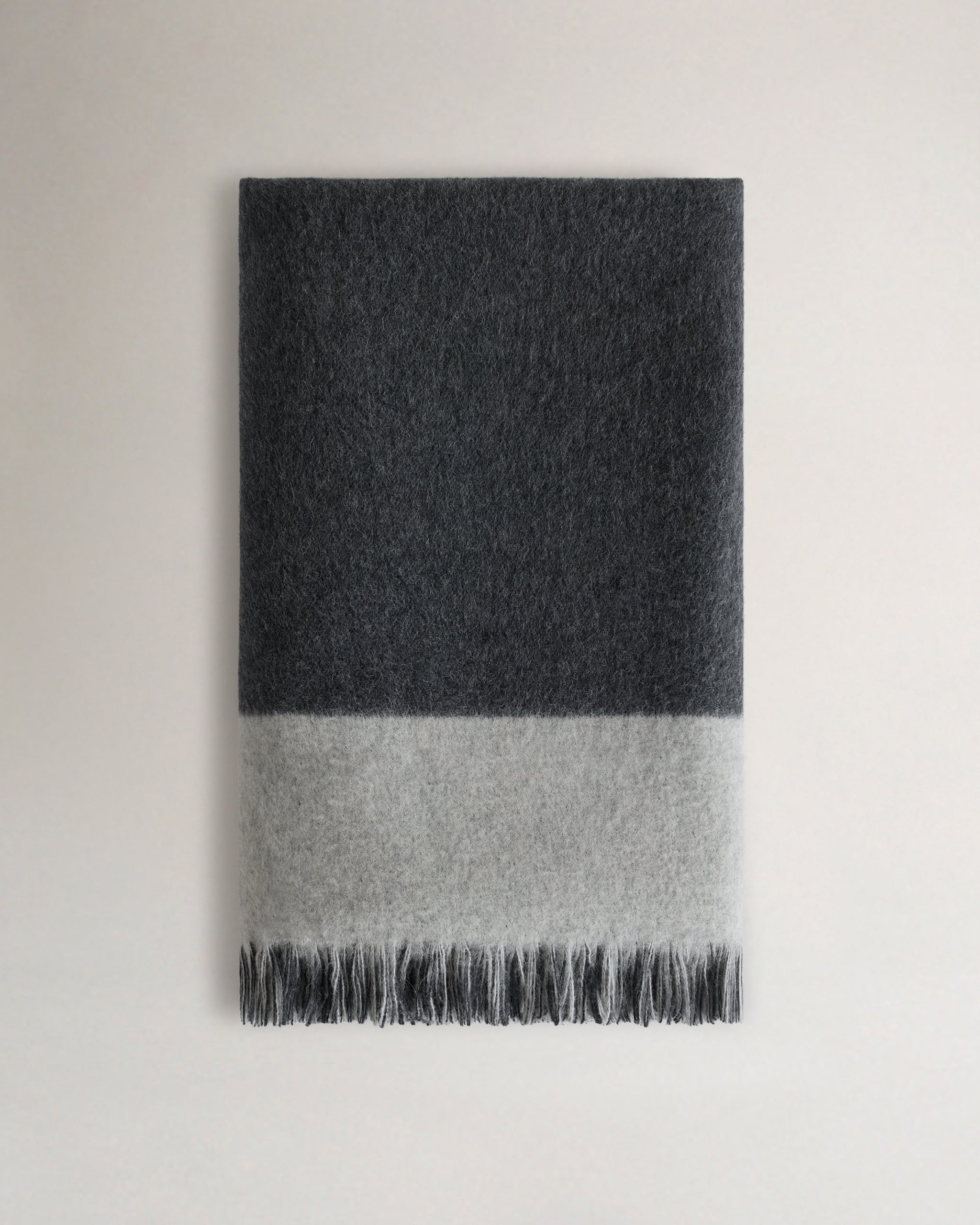 Image 3 of 4 showing Large Peruvian Alpaca Double Faced Throw - Ecru Graphite