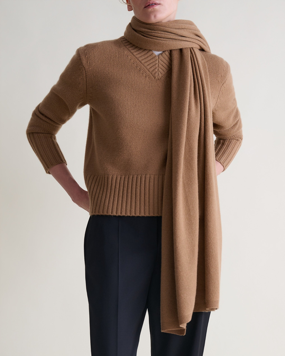 Oversized Finest Cashmere Wrap - Deep Camel