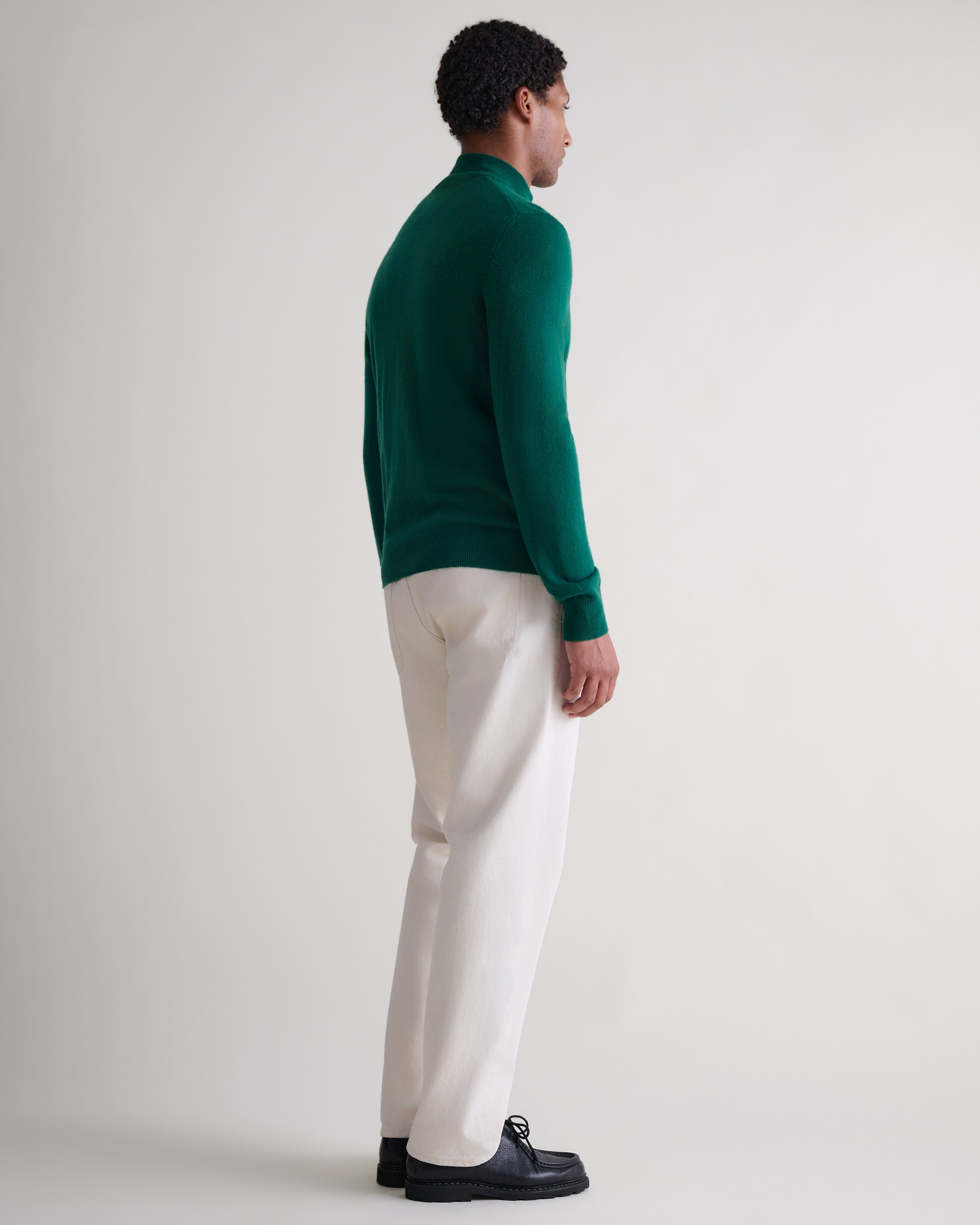 Men's Finest Cashmere 1/4 Zip Jumper - Malachite