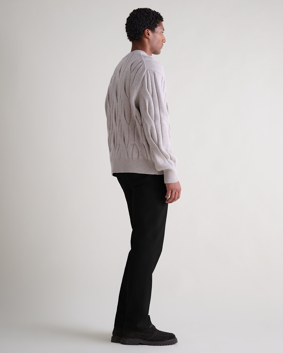 Lambswool Cable Knit Crew Neck Jumper - Bone