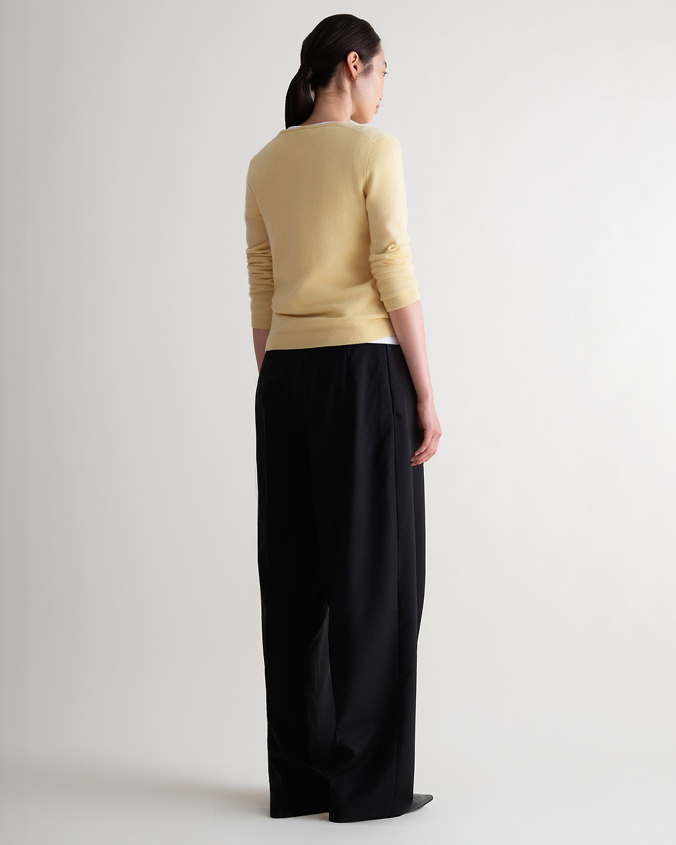 Women's Cashmere Merino Henley Jumper - Citrine