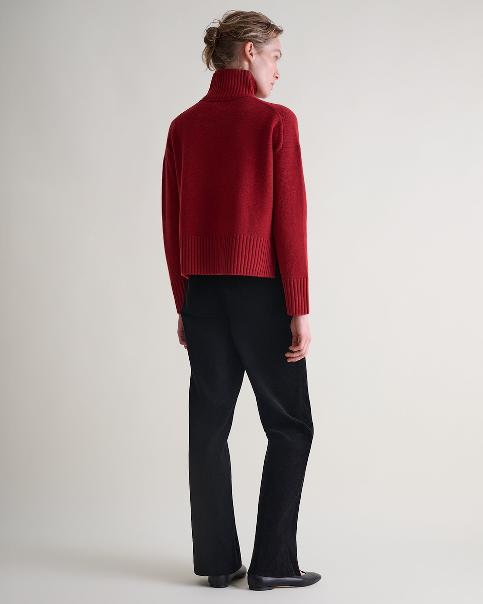 Women's Wool High Neck Jumper - Russet