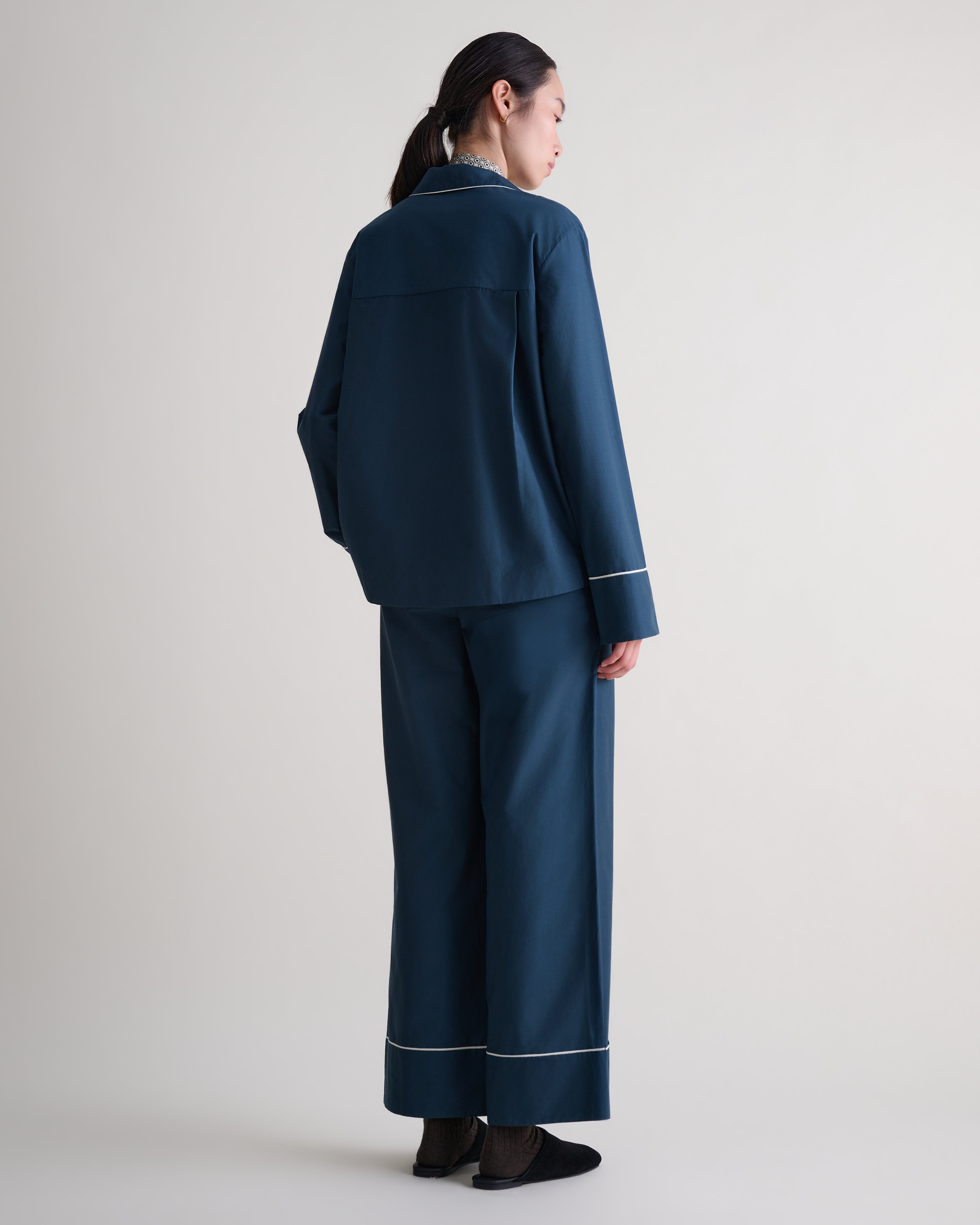 Women's Silk Cotton Pyjama Set - Kelp/Buttermilk
