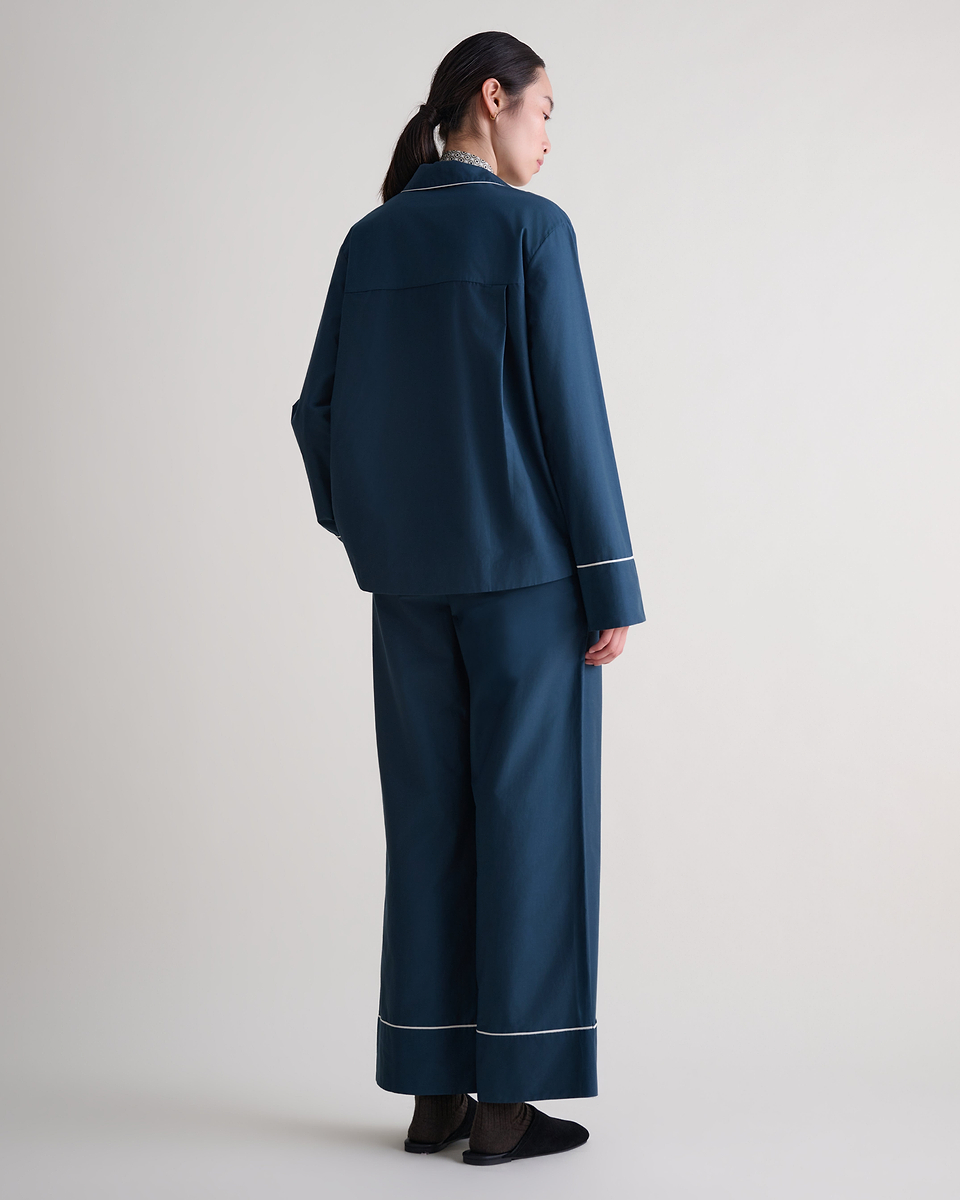 Women's Silk Cotton Pyjama Set - Kelp/Buttermilk