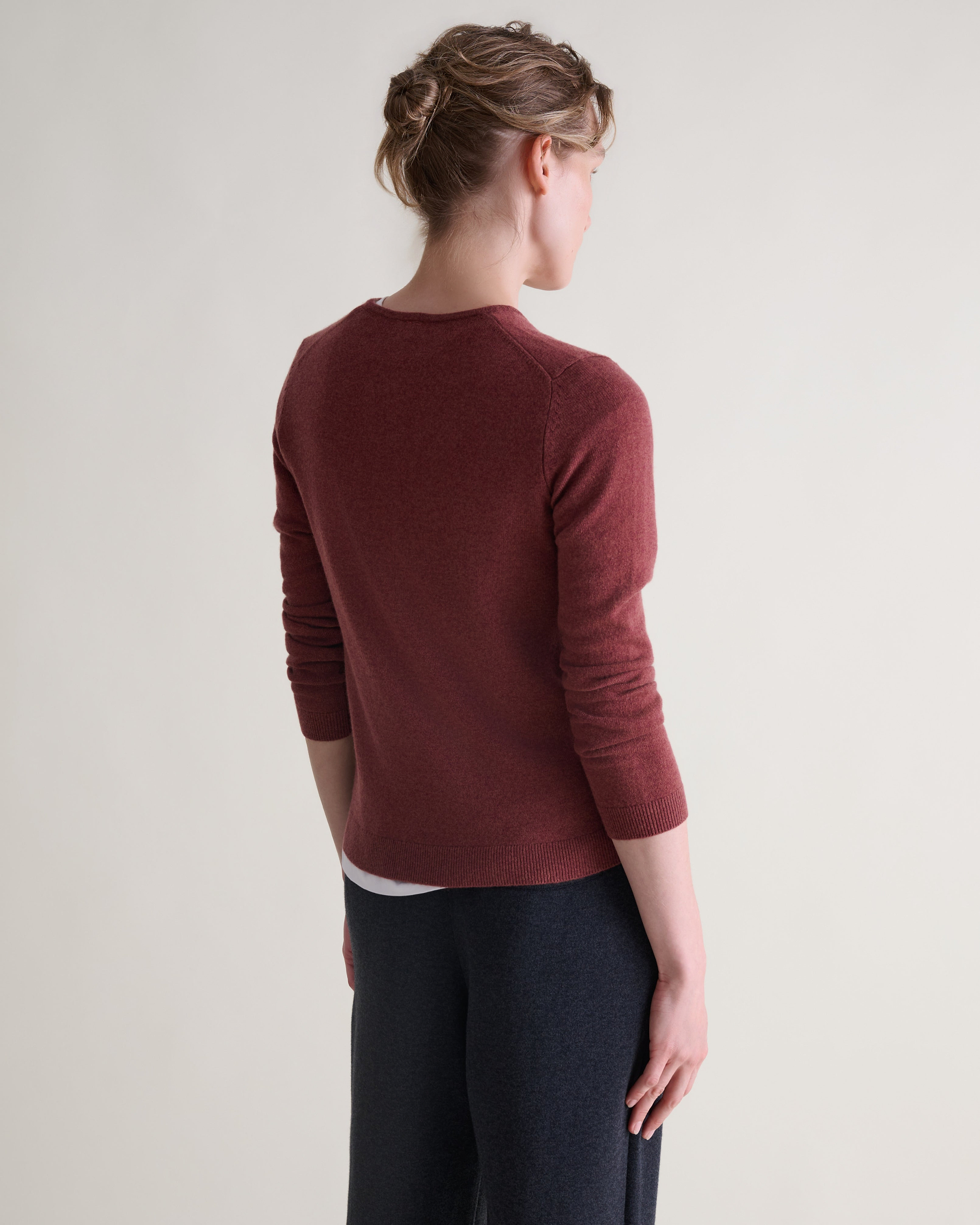 Women's Cashmere Merino Henley Jumper - Deep Clay