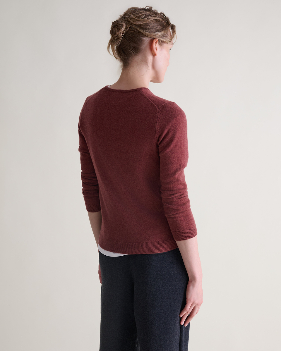 Women's Cashmere Merino Henley Jumper - Deep Clay