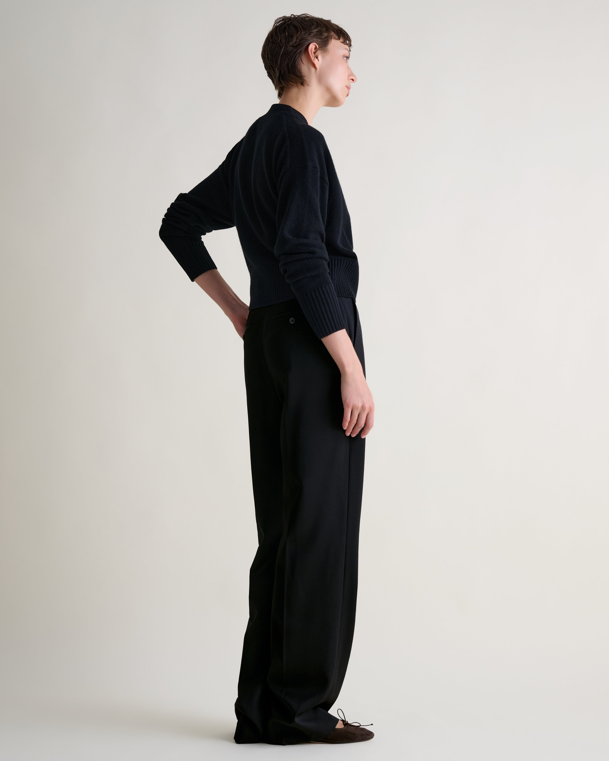 Women's Cashmere Merino Wrap Jumper - Black