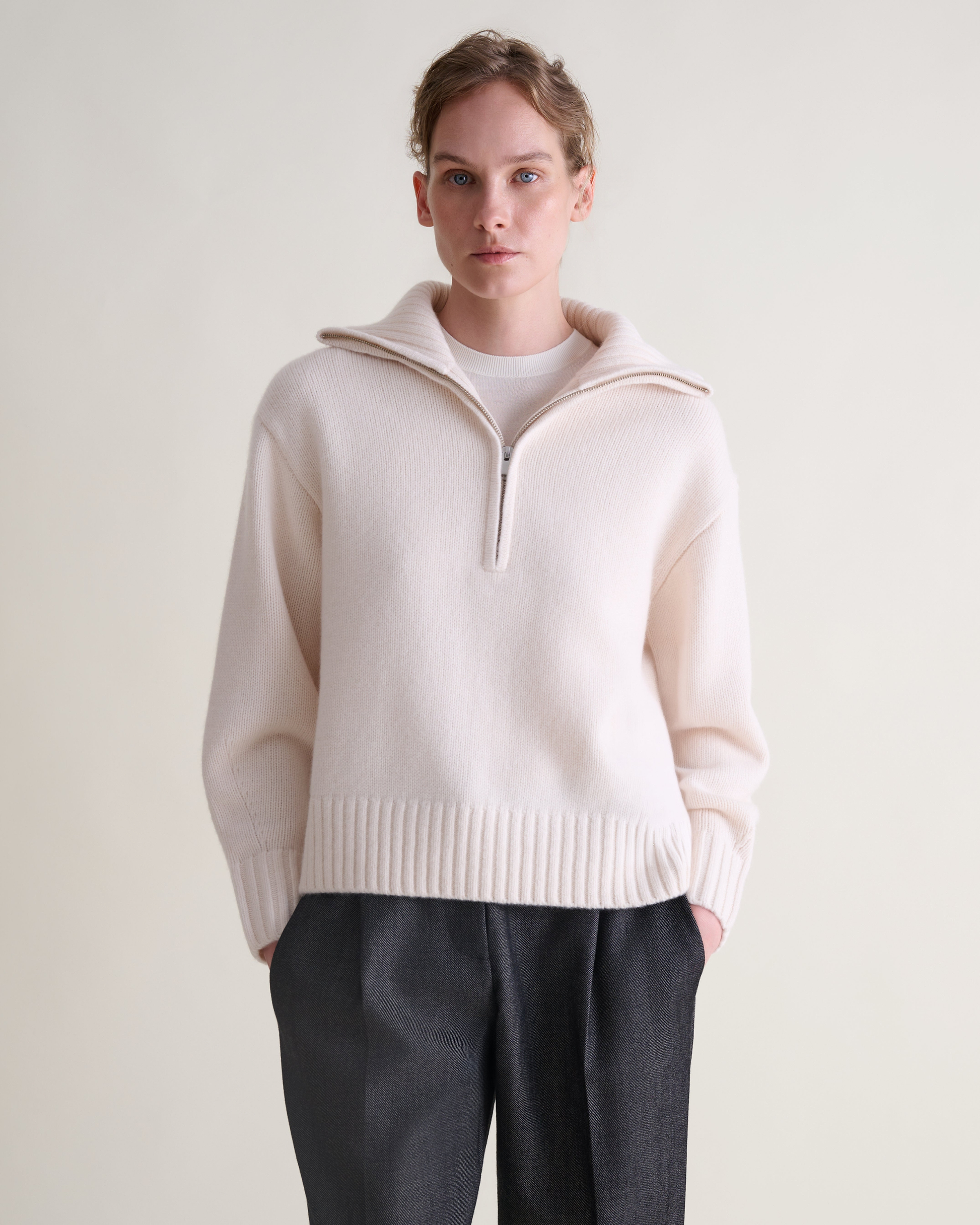 Women's Wool 1/4 Zip Jumper - Buttermilk