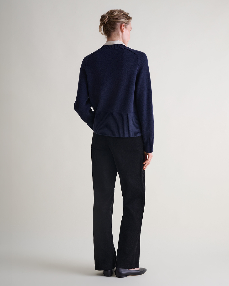 Women's Cashmere Merino Saddle Sleeve Jumper - Mood Indigo