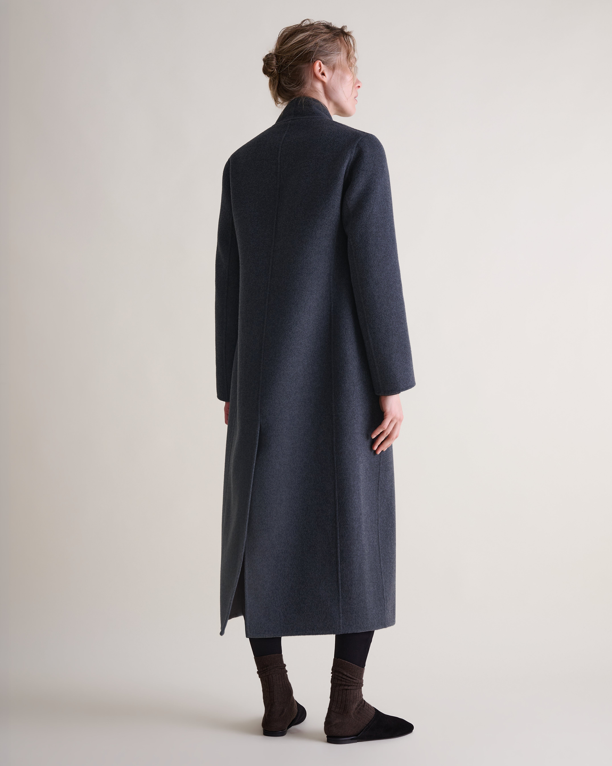 Women's Cashmere Wool Wrap Coat - Charcoal