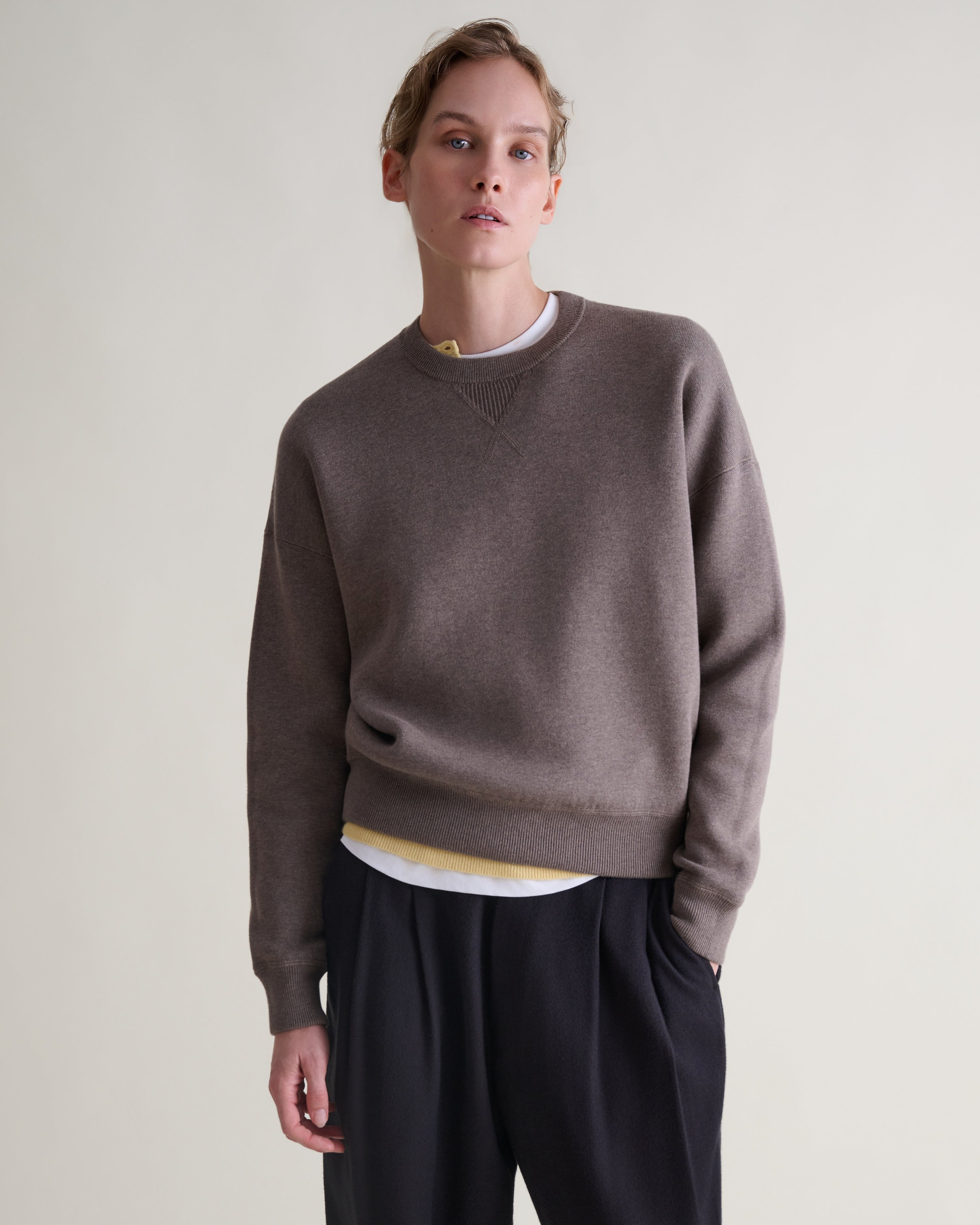 Women's Merino Cotton Reversible Sweatshirt - Mole/Walnut