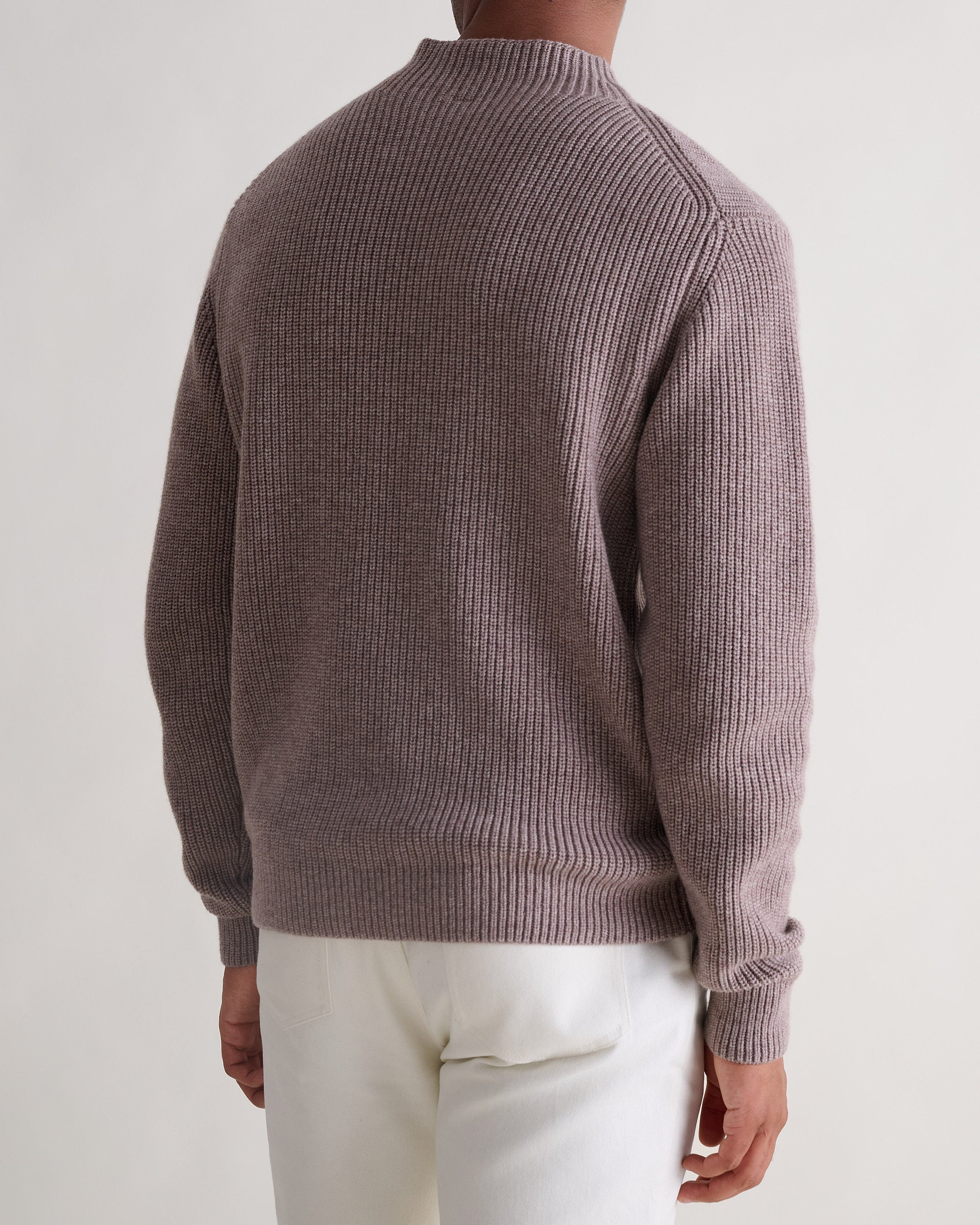 Men's Cashmere Merino Stand Neck Jumper - Toast