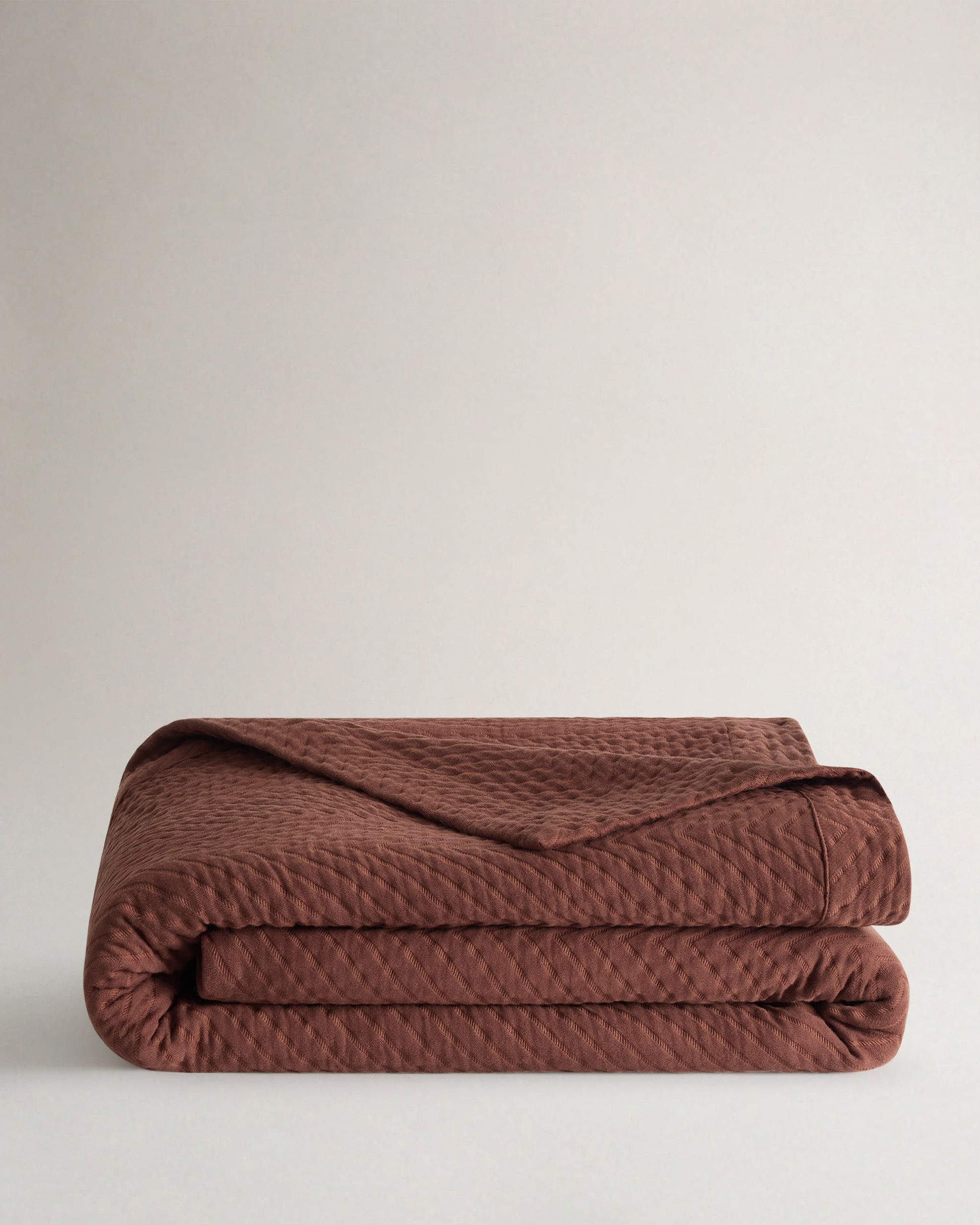 Image 4 of 5 showing Organic Cotton Herringbone Bedspread - Cinnamon