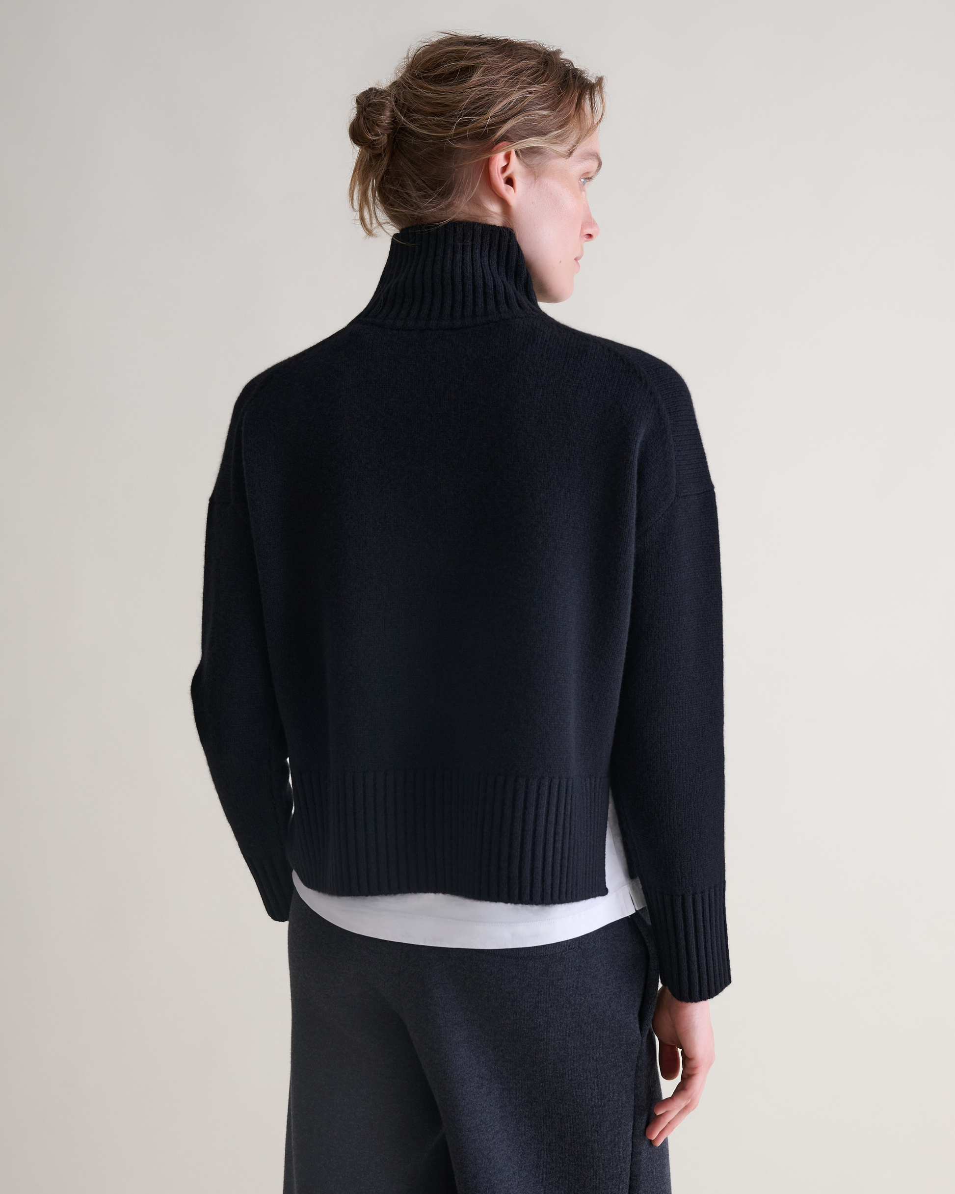 Women's Wool High Neck Jumper - Black