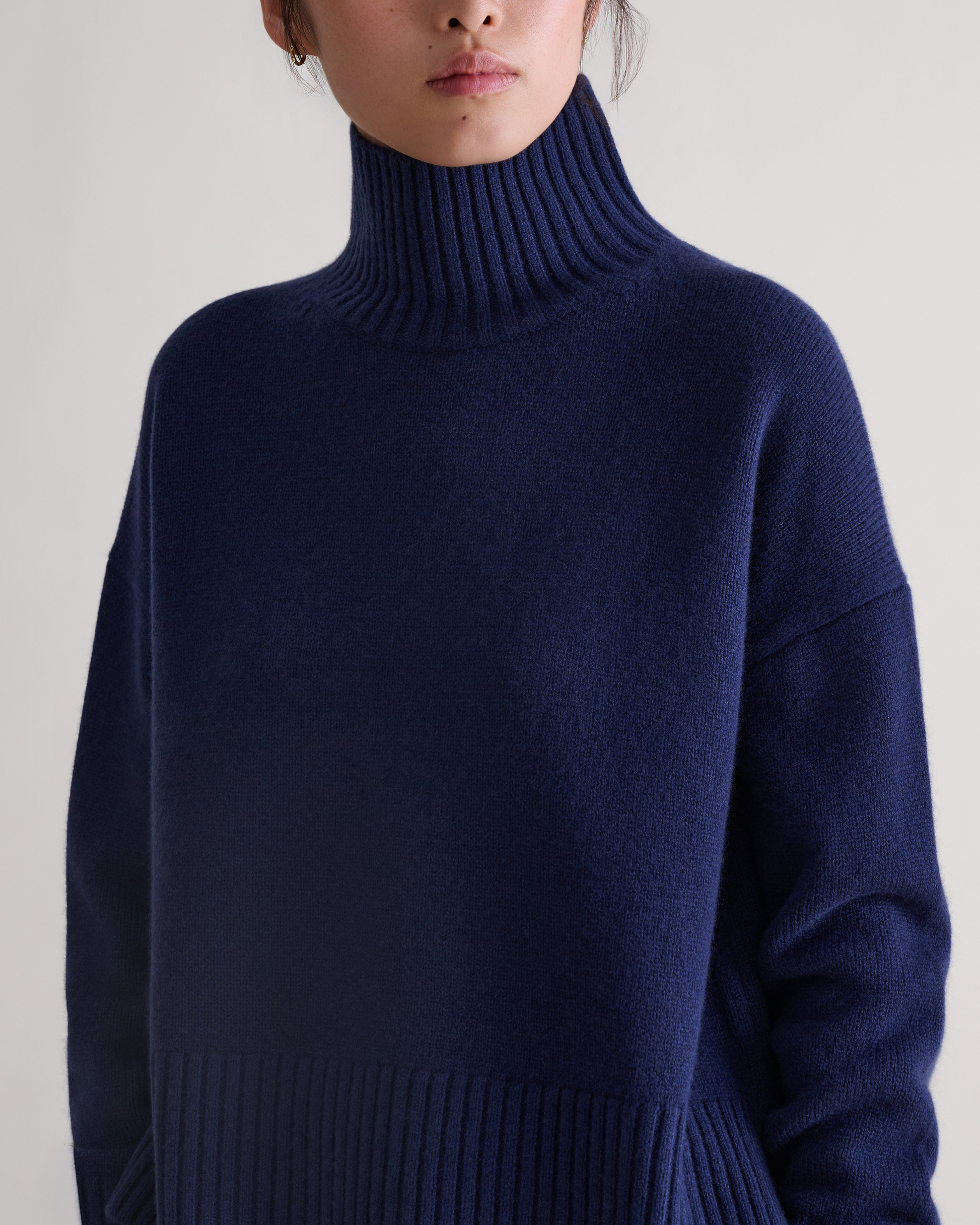 Women's Wool High Neck Jumper - Mood Indigo