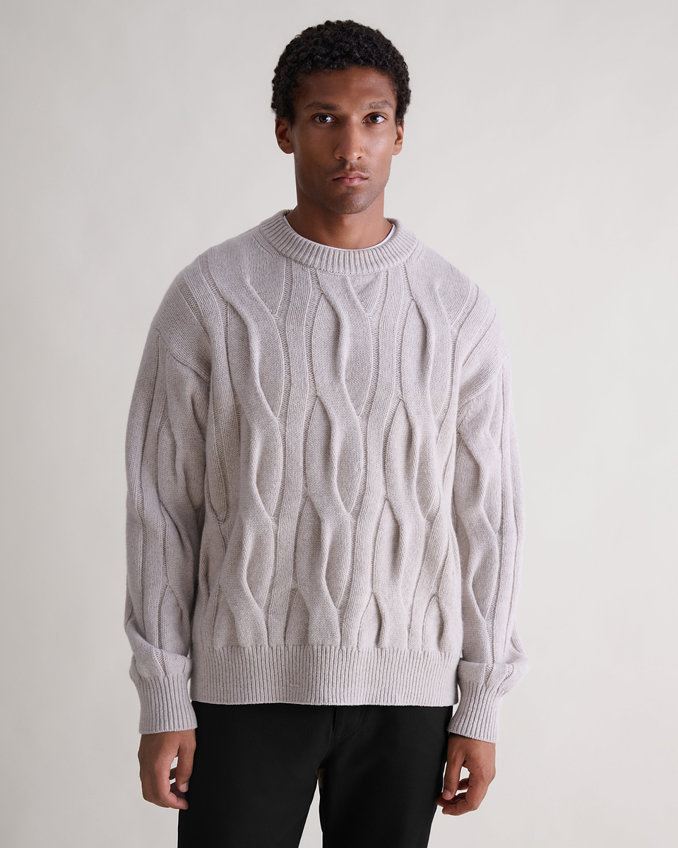 Lambswool Cable Knit Crew Neck Jumper - Bone