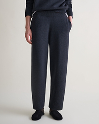 Women's Merino Cotton Tapered Knit Trouser - Graphite/Mid Grey