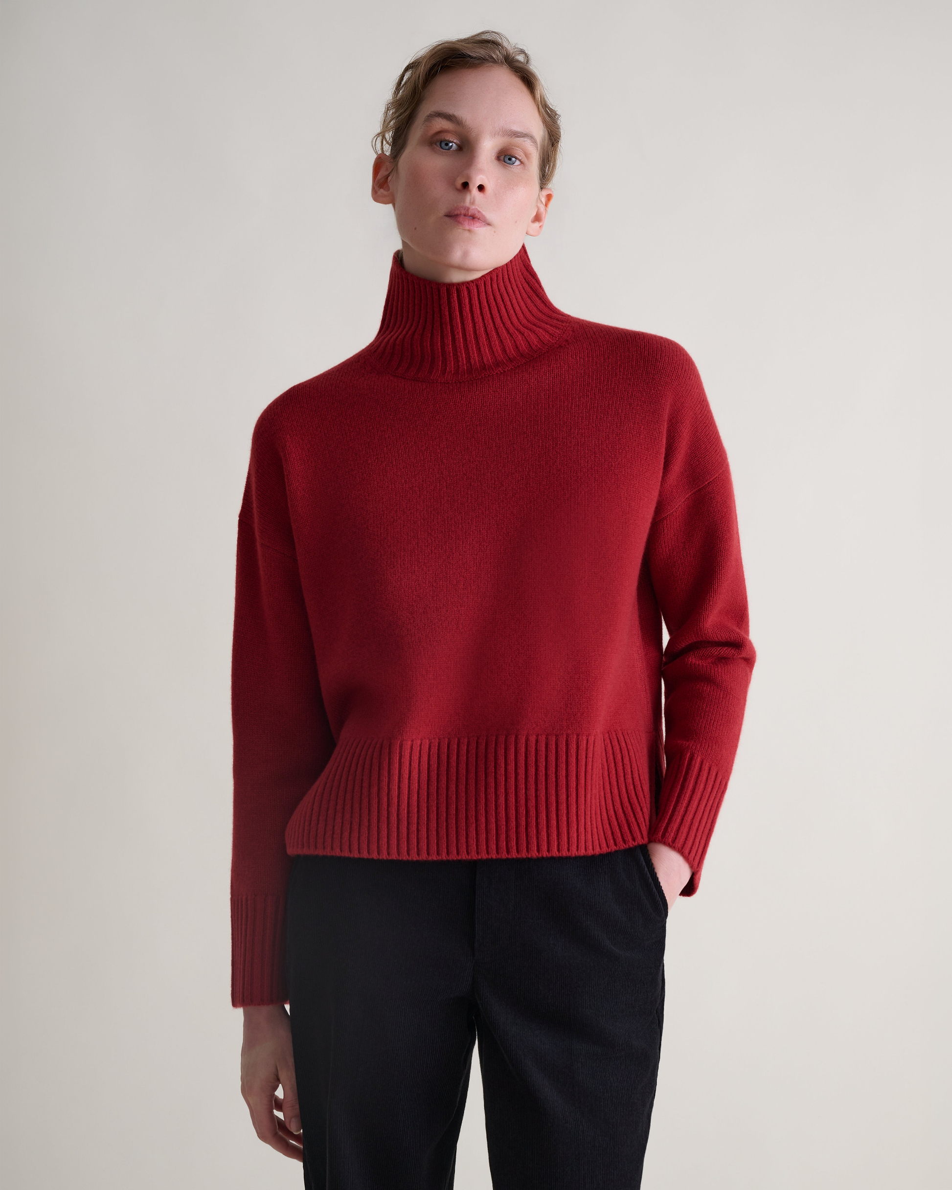 Women's Wool High Neck Jumper - Russet