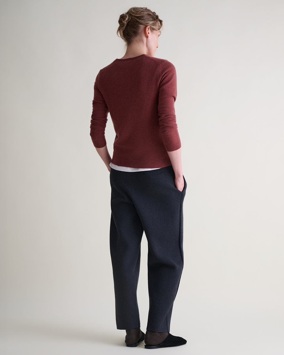 Women's Cashmere Merino Henley Jumper - Deep Clay