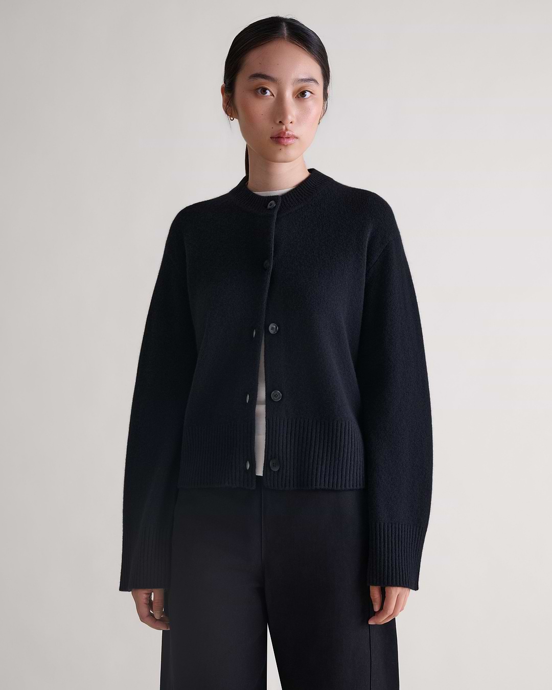 Women's Wool Crew Neck Cardigan