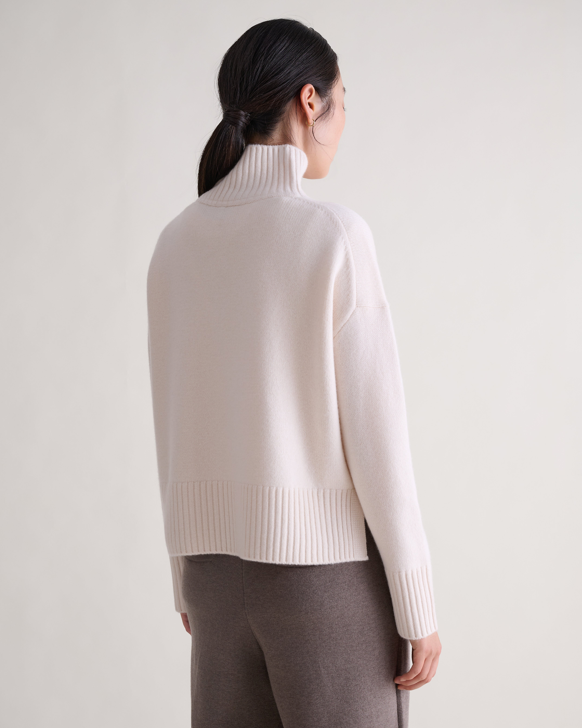 Women's Wool High Neck Jumper - Buttermilk