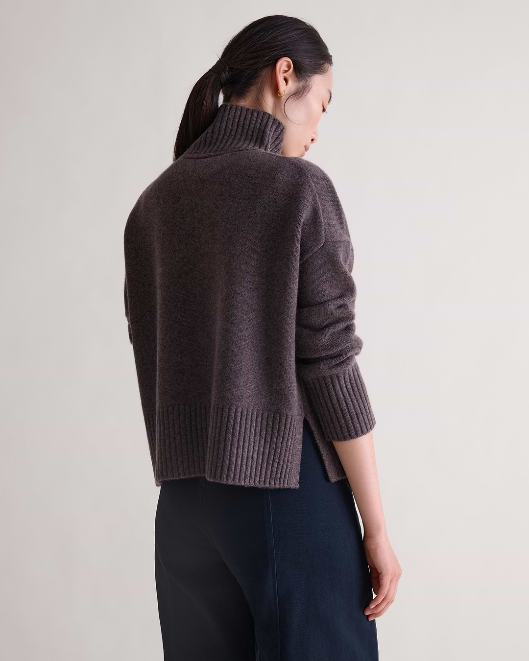 Women's Wool High Neck Jumper - Chocolate