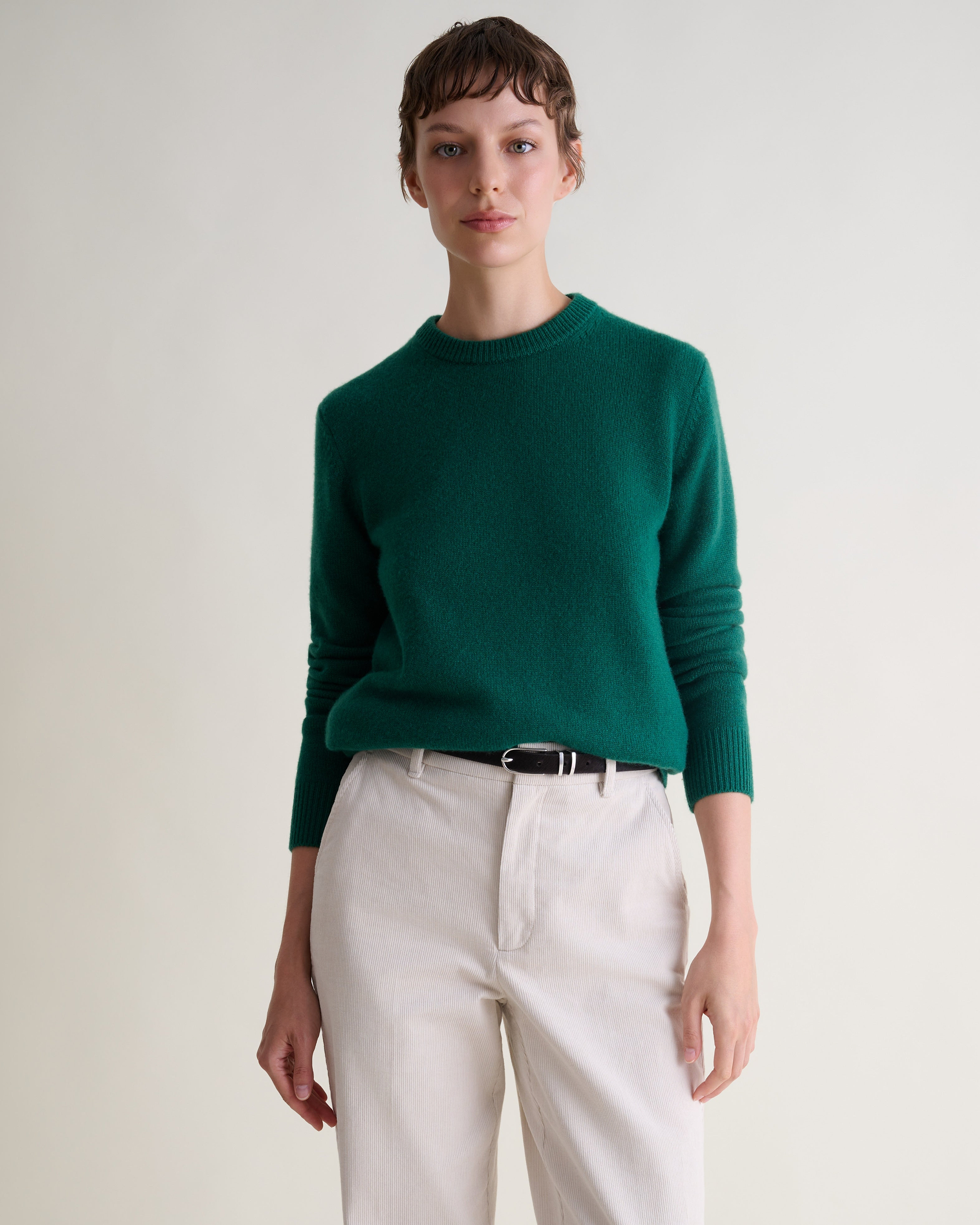 Women's Finest Midweight Cashmere Crew Neck Jumper - Malachite
