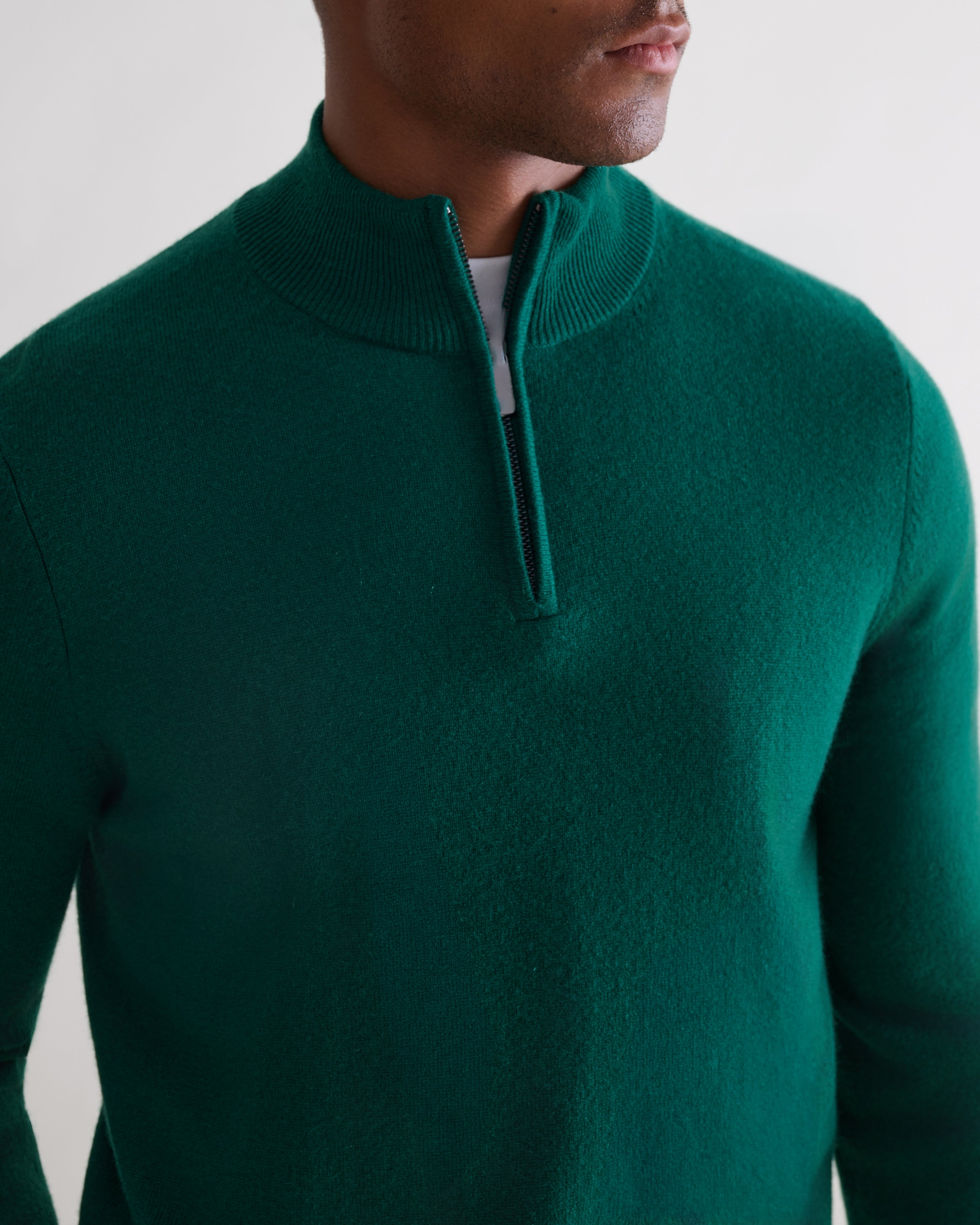 Men's Finest Cashmere 1/4 Zip Jumper - Malachite