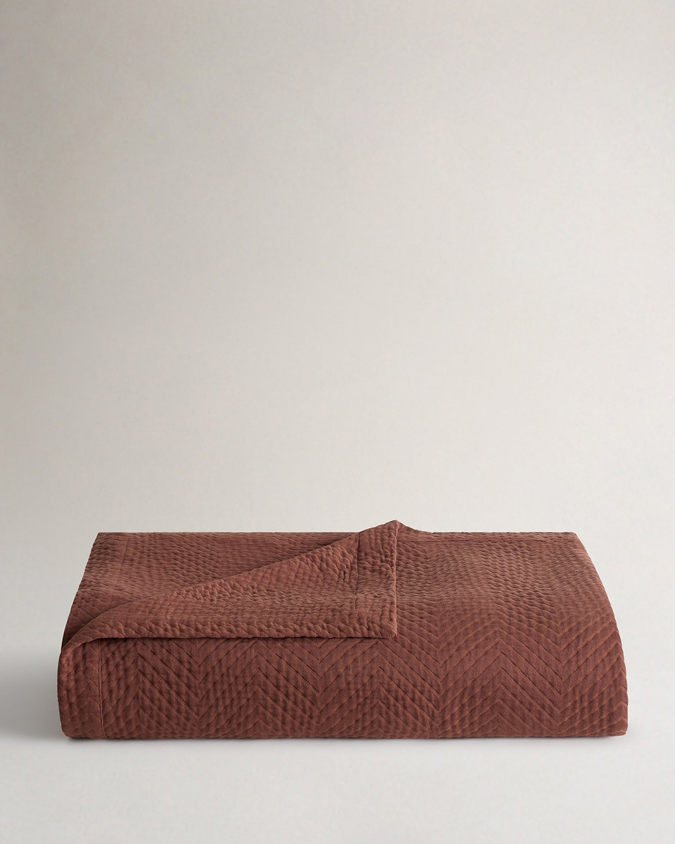 Image 5 of 5 showing Organic Cotton Herringbone Bedspread - Cinnamon