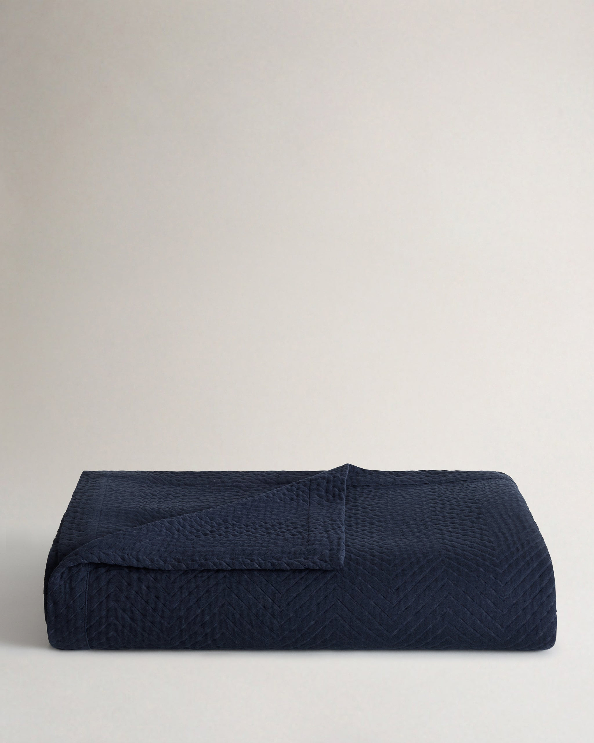 Image 5 of 5 showing Organic Cotton Herringbone Bedspread - Indigo