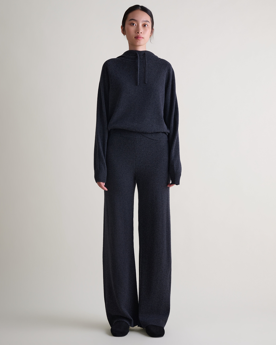 Women's Finest Cashmere Wide-Leg Trousers - Charcoal