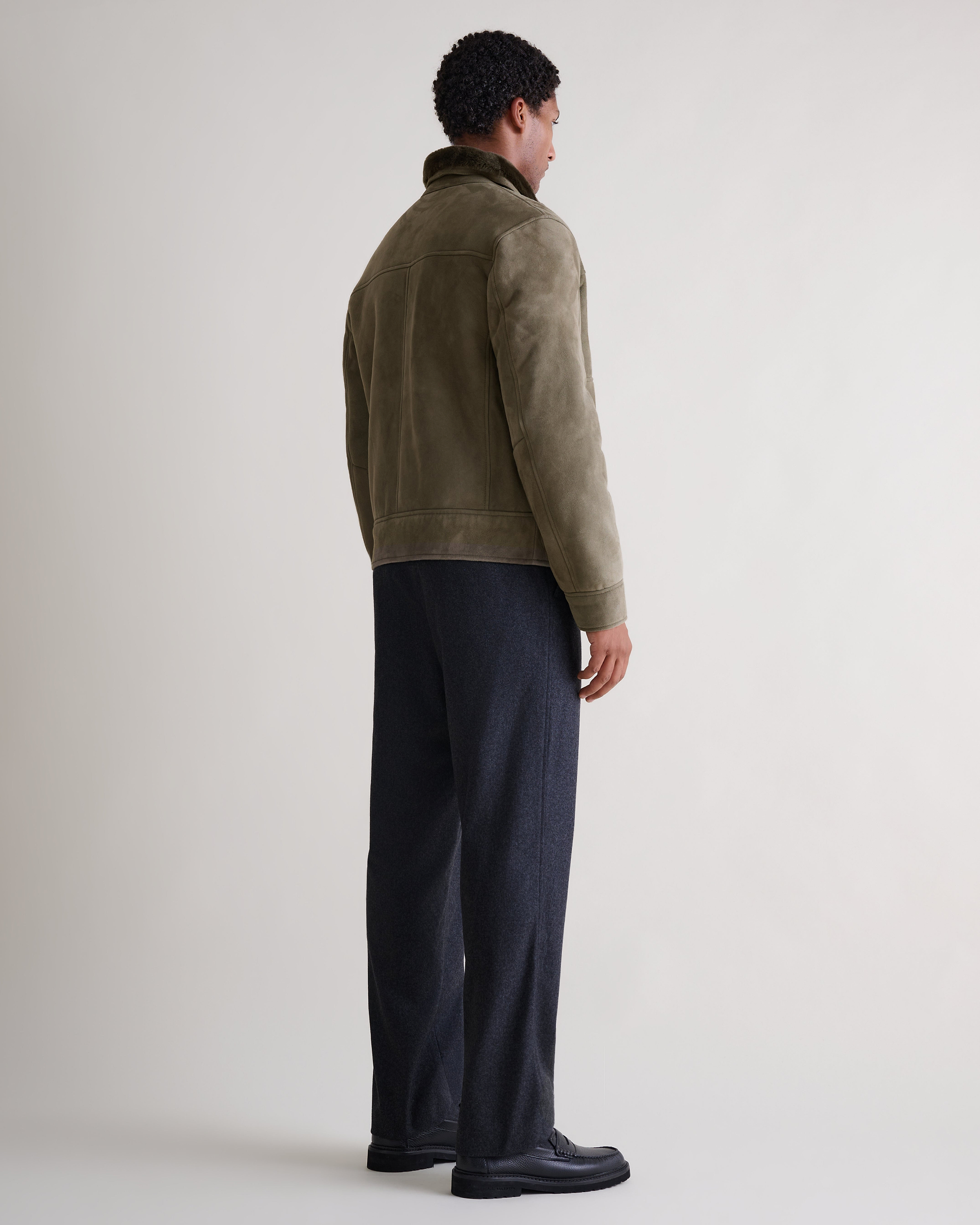 Men's Shearling Jacket - Washed Military