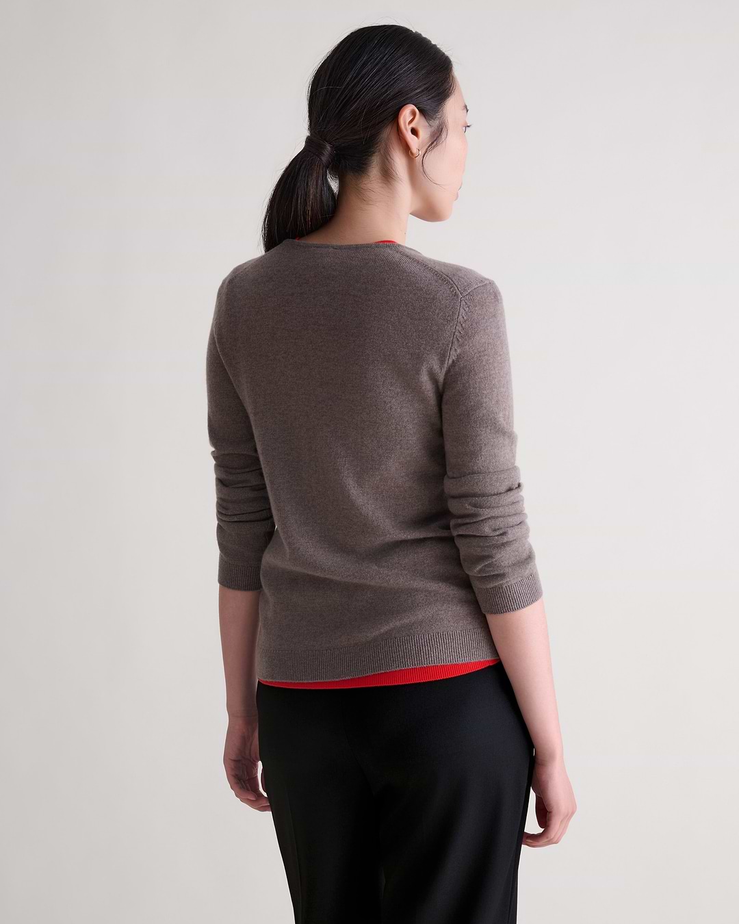 Women's Cashmere Merino Henley Jumper - Mole