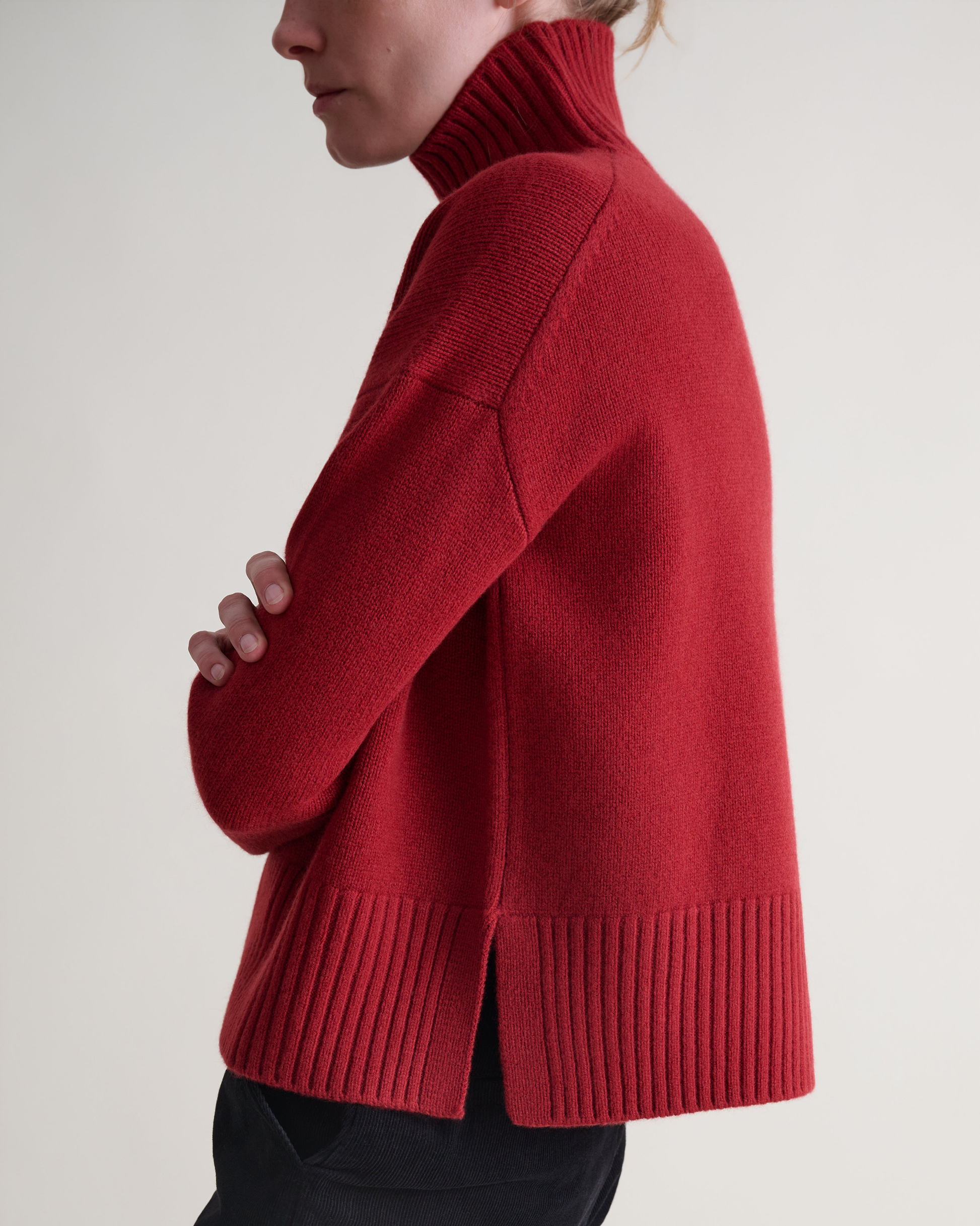 Women's Wool High Neck Jumper - Russet