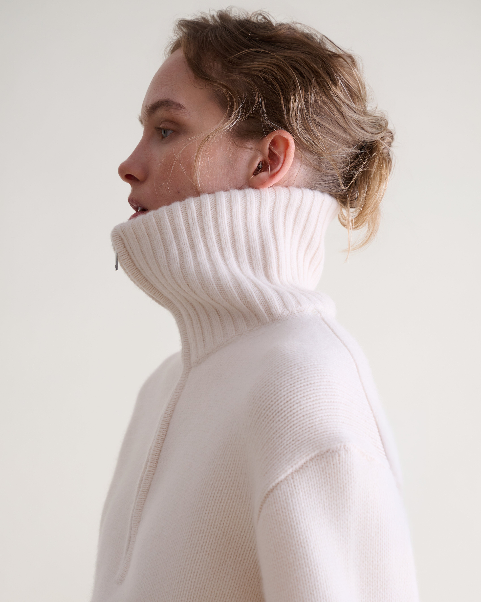 Women's Wool 1/4 Zip Jumper - Buttermilk
