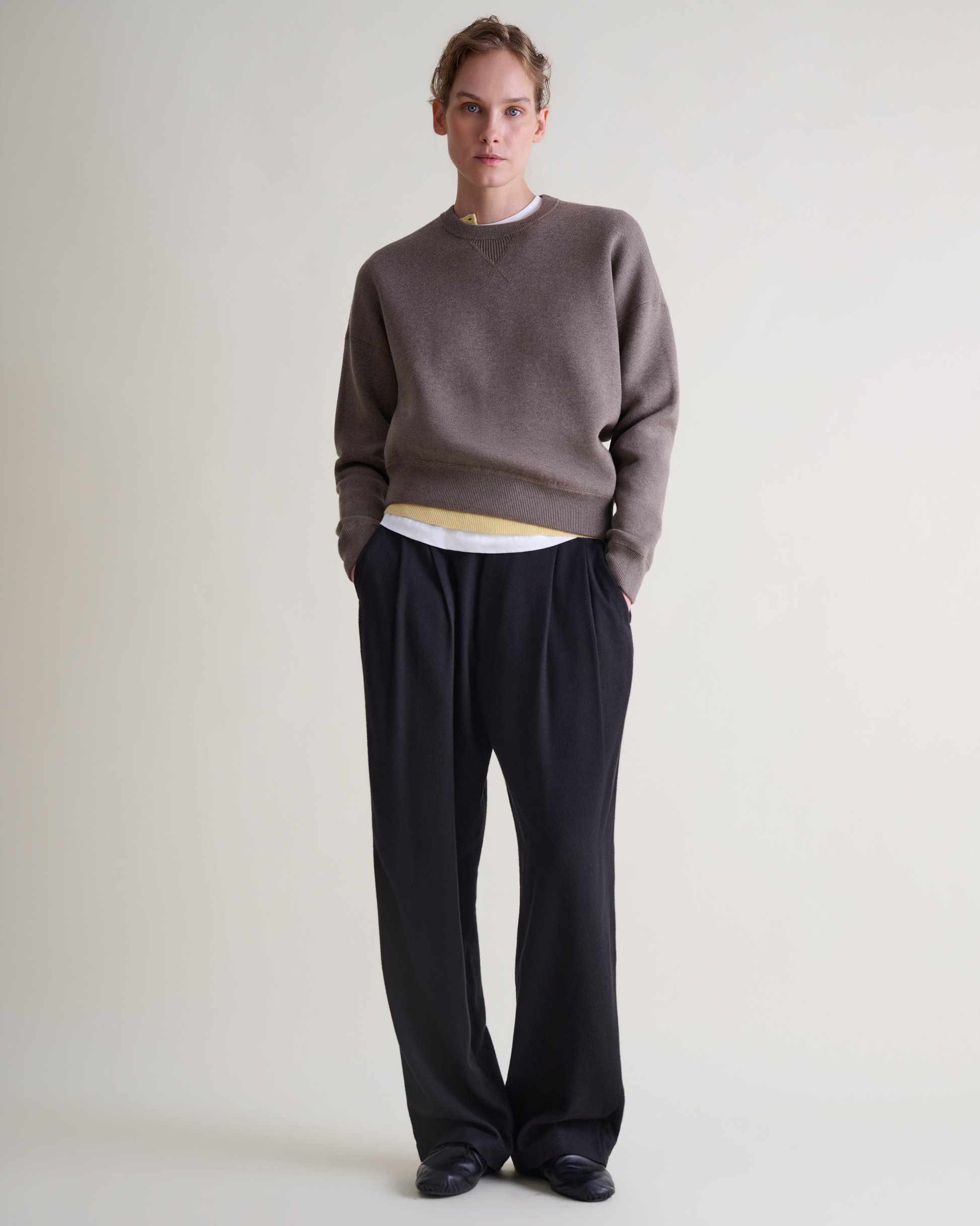 Women's Merino Cotton Reversible Sweatshirt - Mole/Walnut