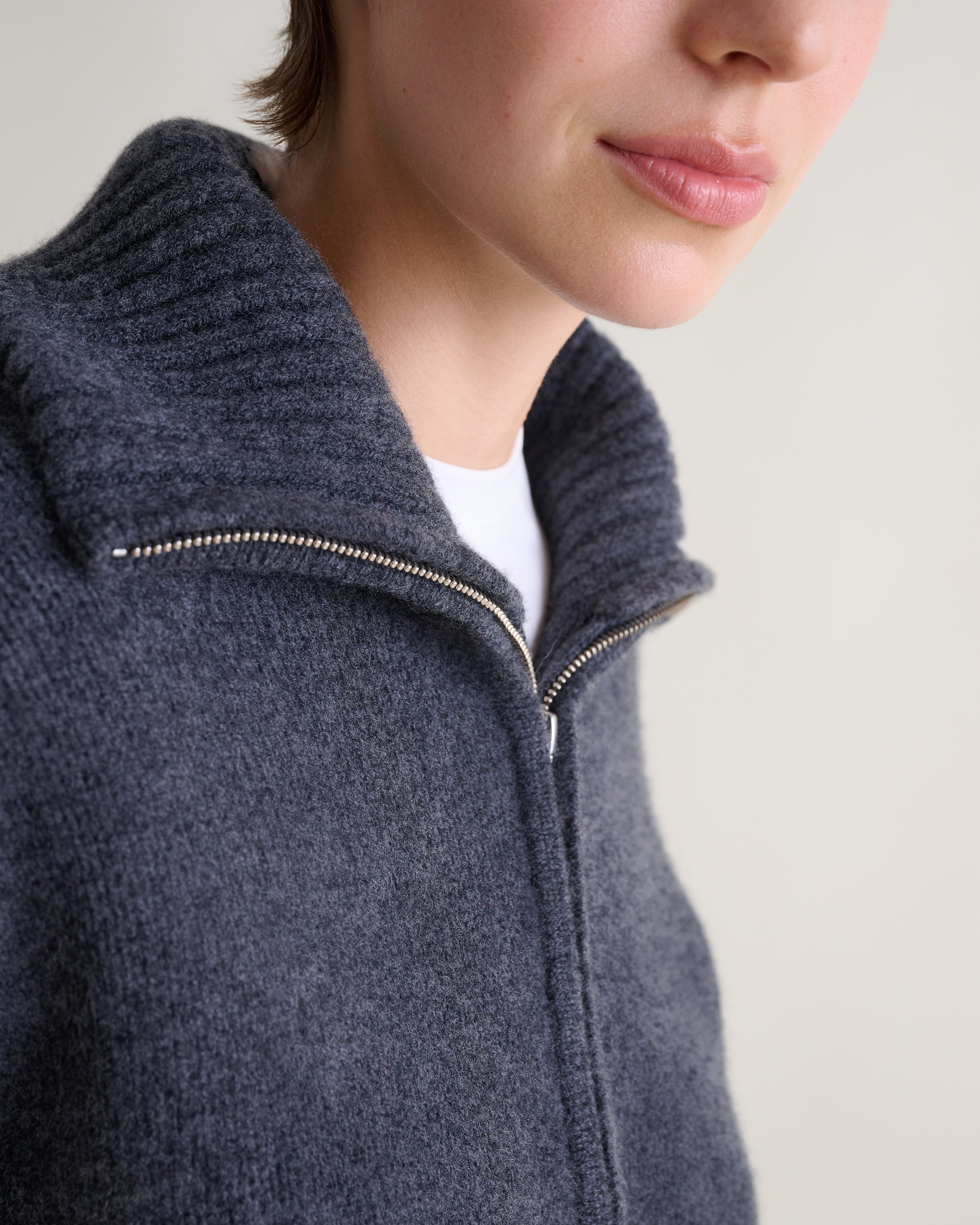 Women's Wool 1/4 Zip Jumper - Charcoal