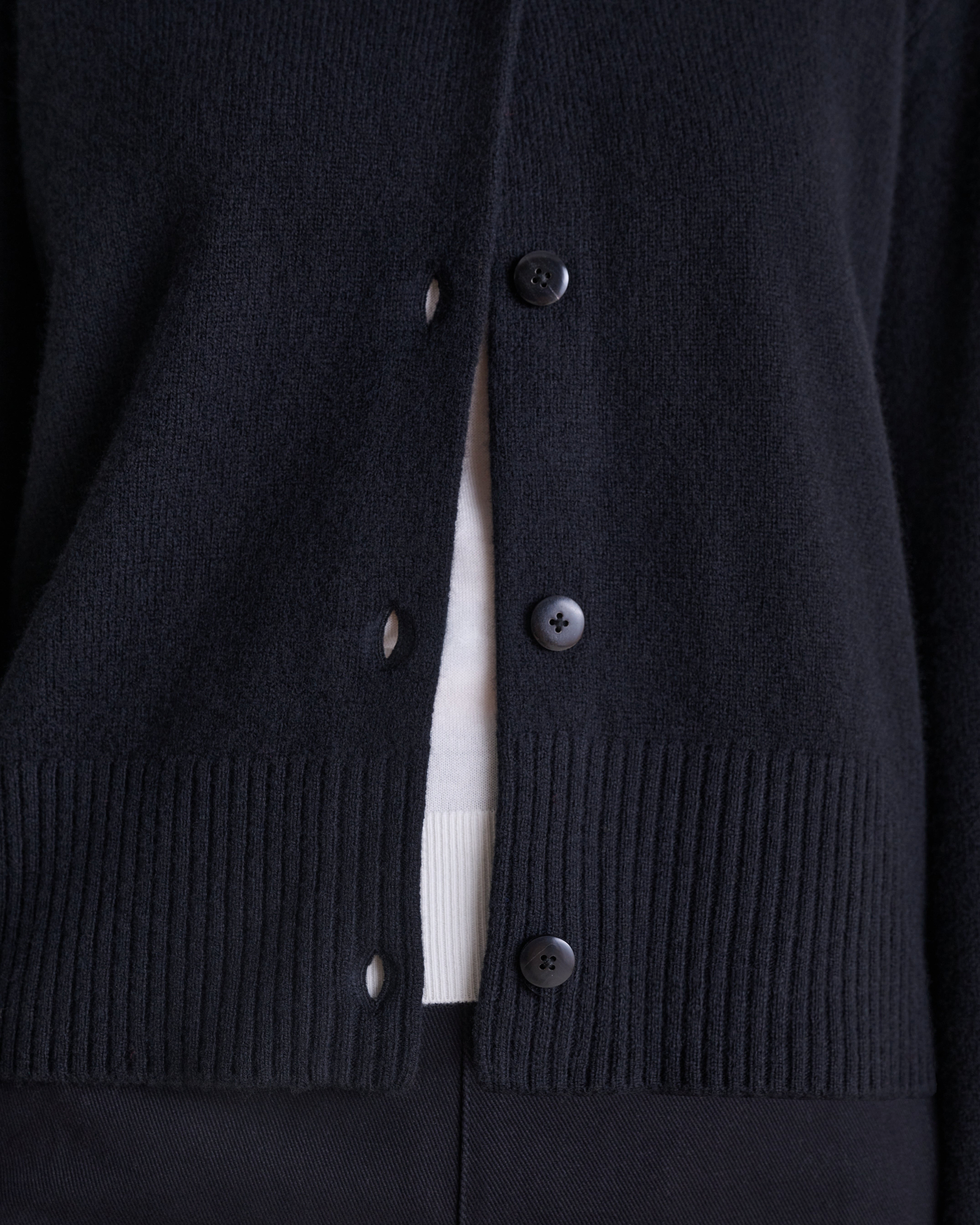 Women's Wool Crew Neck Cardigan - Black