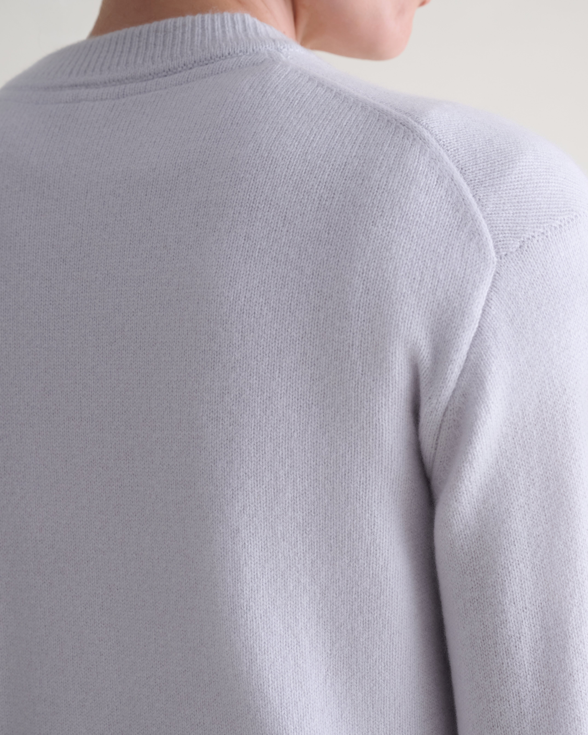 Women's Wool Crew Neck Cardigan - Ice Blue