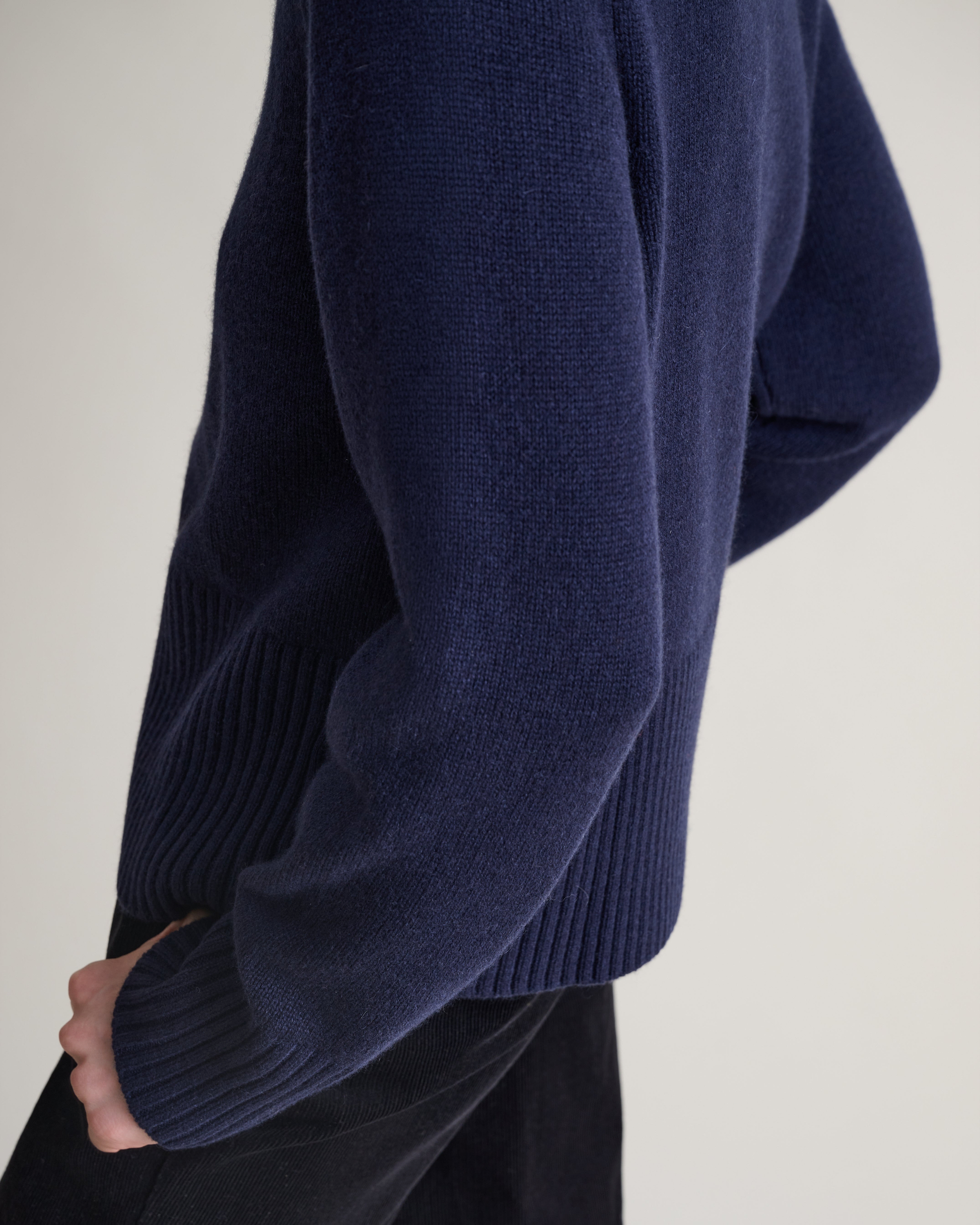 Women's Cashmere Merino Saddle Sleeve Crew Neck Jumper - Mood Indigo