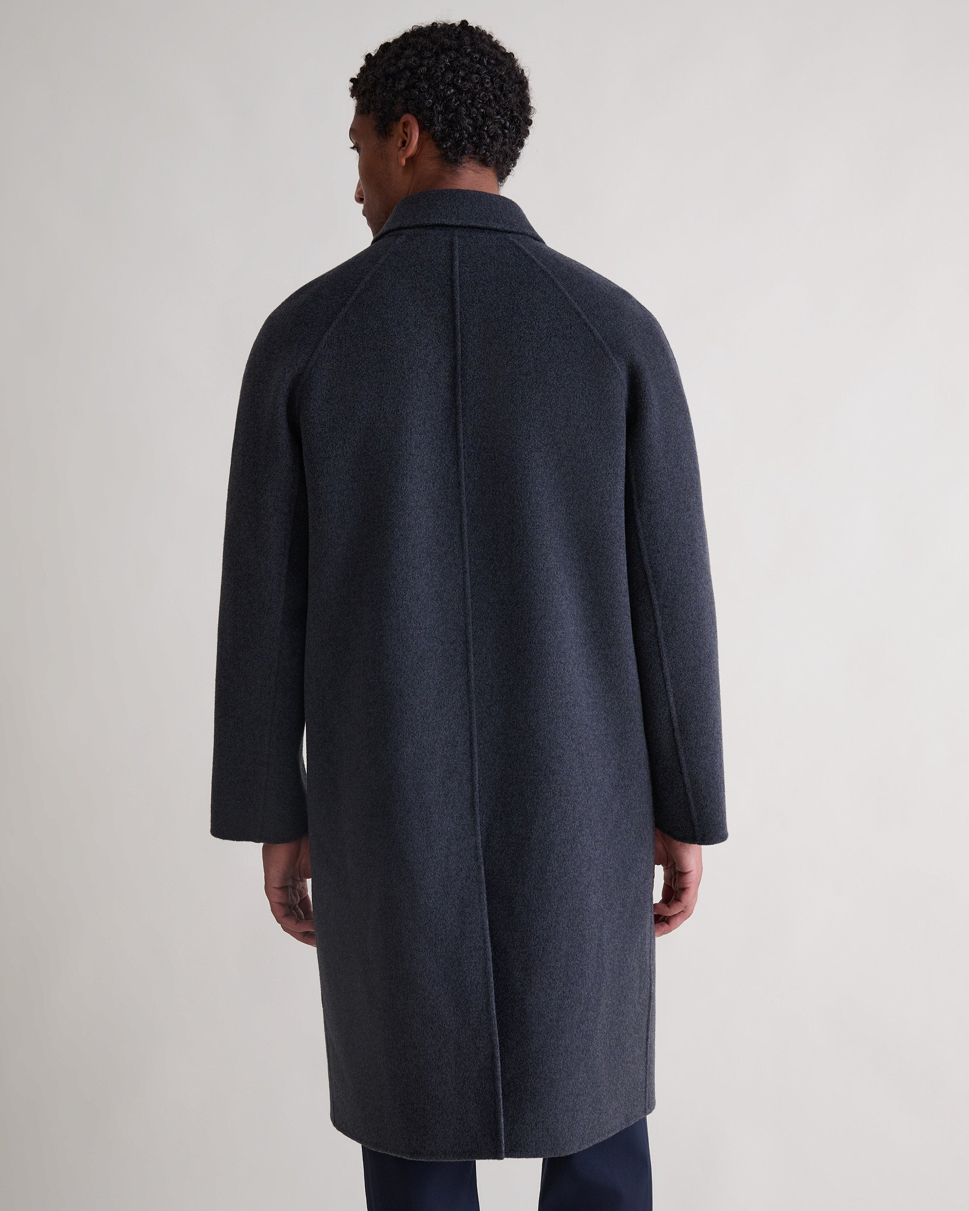 Men's Cashmere Wool Double Faced Wool Car Coat - Charcoal