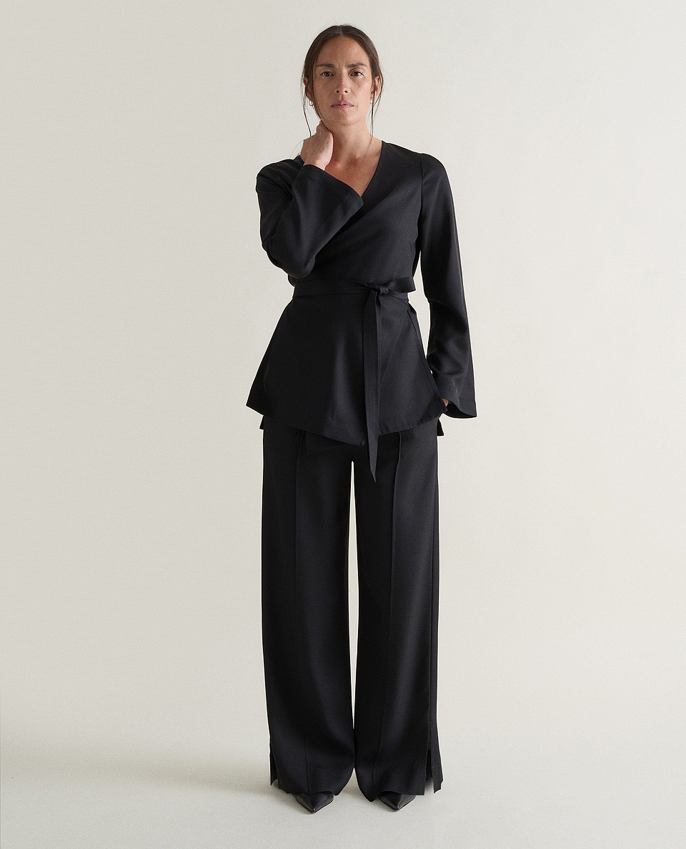 Women's NAIA™ Draped Wrap Top - Black