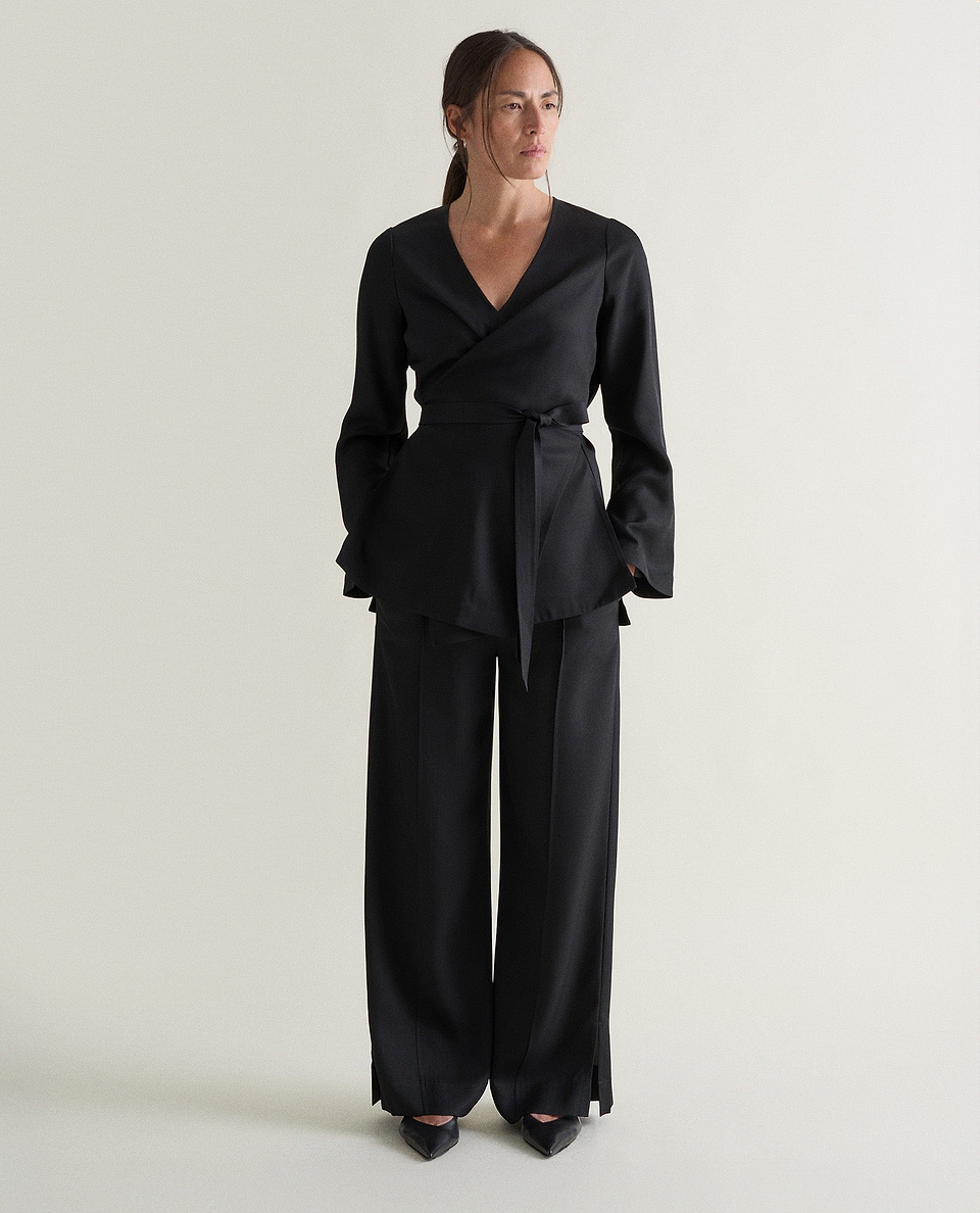 Women's NAIA™ Draped Wrap Top - Black