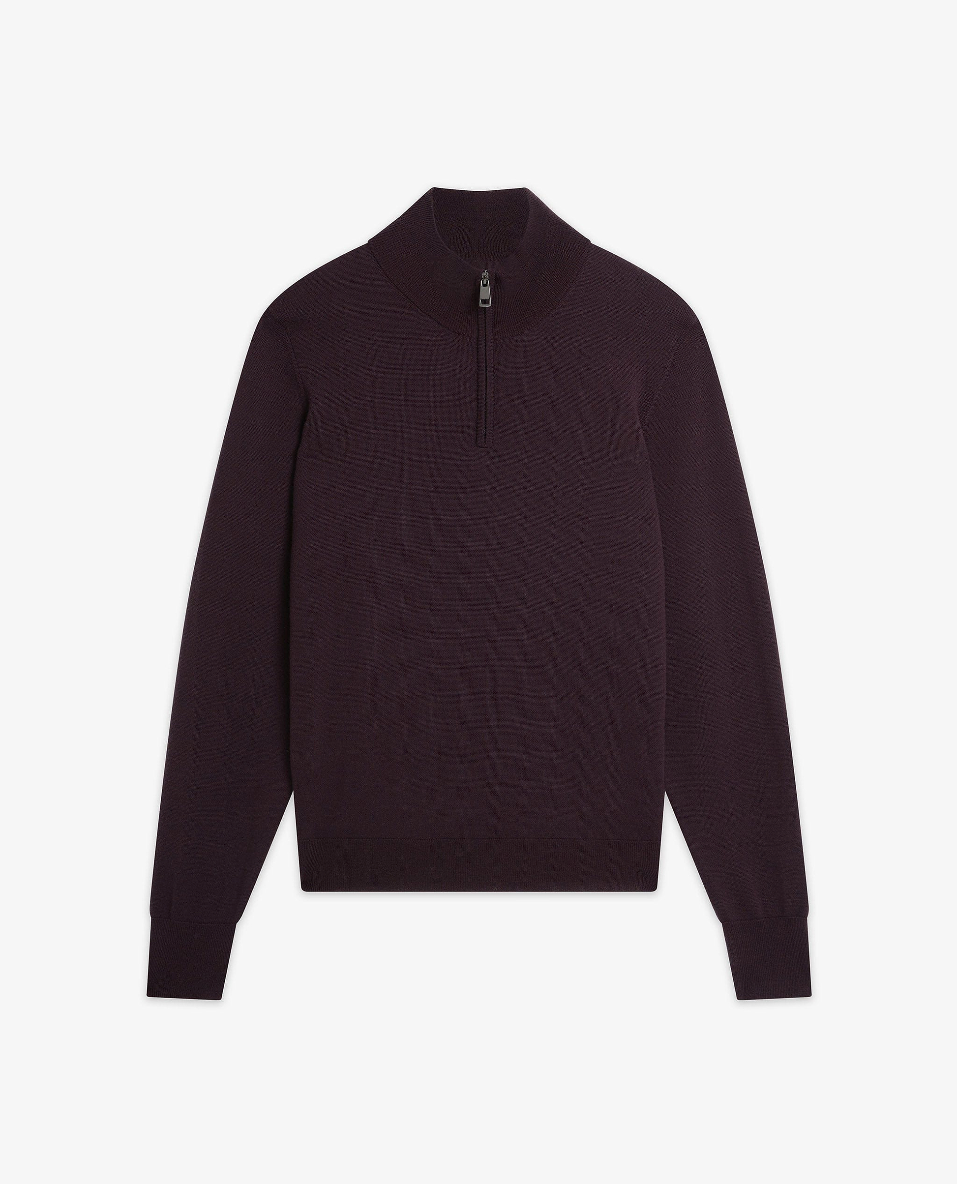 Men's Fine Merino 1/4 Zip Jumper - Umber