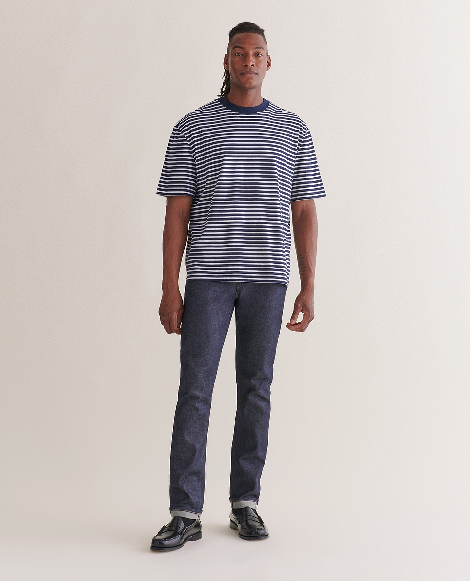 Men's Relaxed Striped Cotton T-shirt - Navy